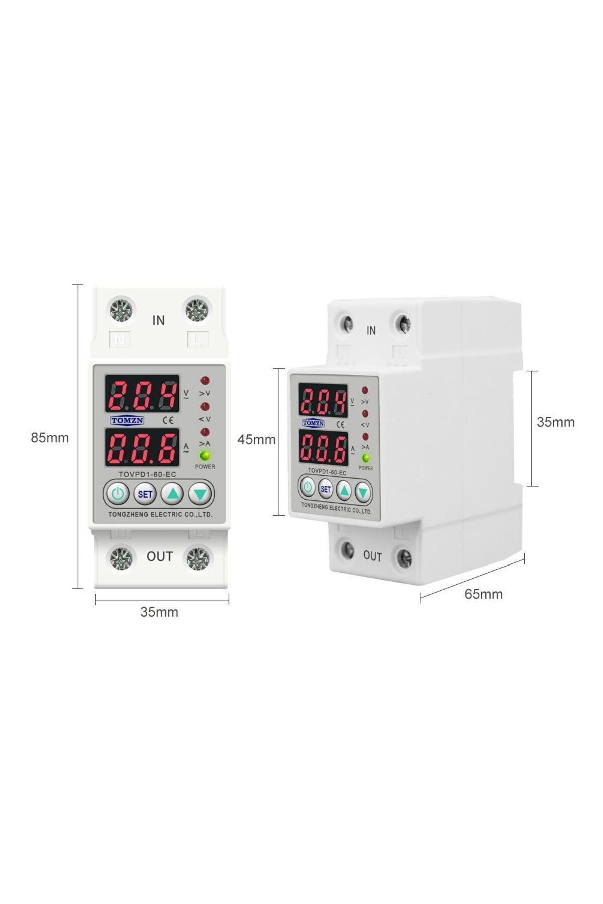 TOMZN-High Low Voltage Monophase Voltage and Current Protector Relay - 63A 5