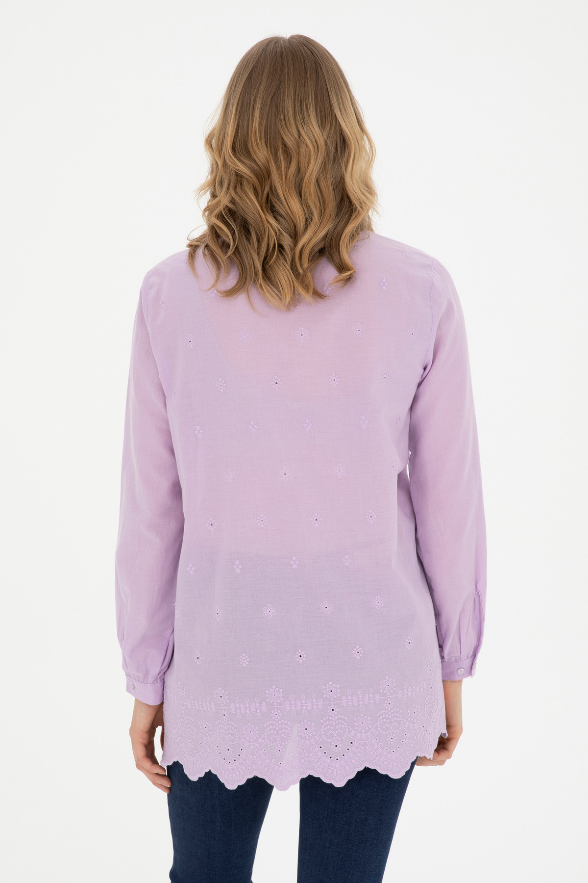 U.S. Polo Assn.  Kadın Lila Uzun Kollu Gömlek 50283612-VR034 - Görsel 5