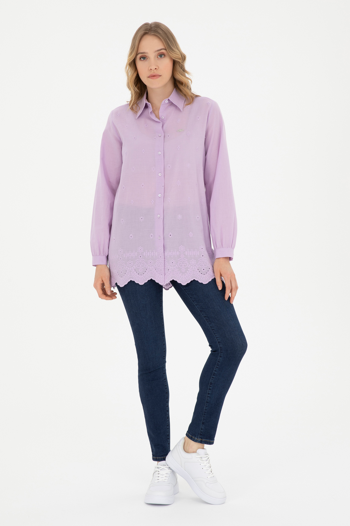 U.S. Polo Assn.  Kadın Lila Uzun Kollu Gömlek 50283612-VR034 - Görsel 4