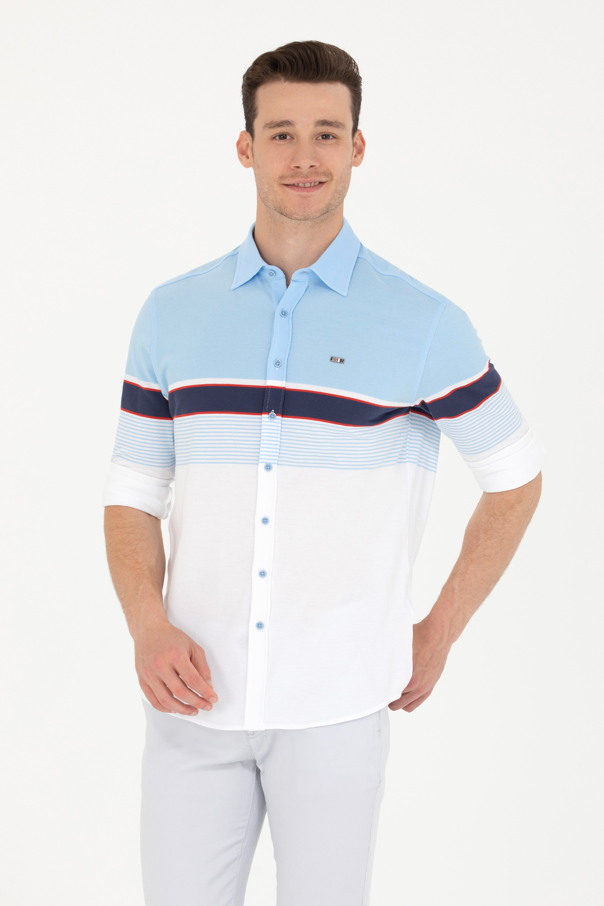 U.S. Polo Assn. Erkek Mavi Uzun Kollu Gömlek 50267368-VR036 — آبی TYB868620160406707