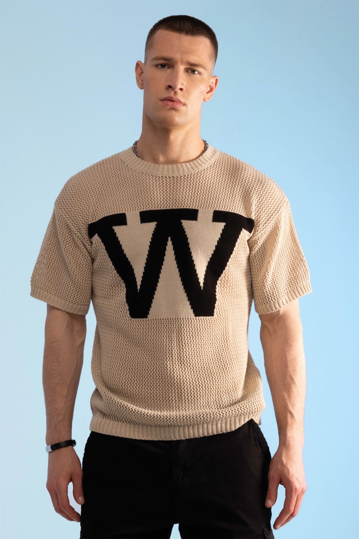 redowl Tricou Oversize Tricotat Cu Sigla W - Model Mesh Masculin - L