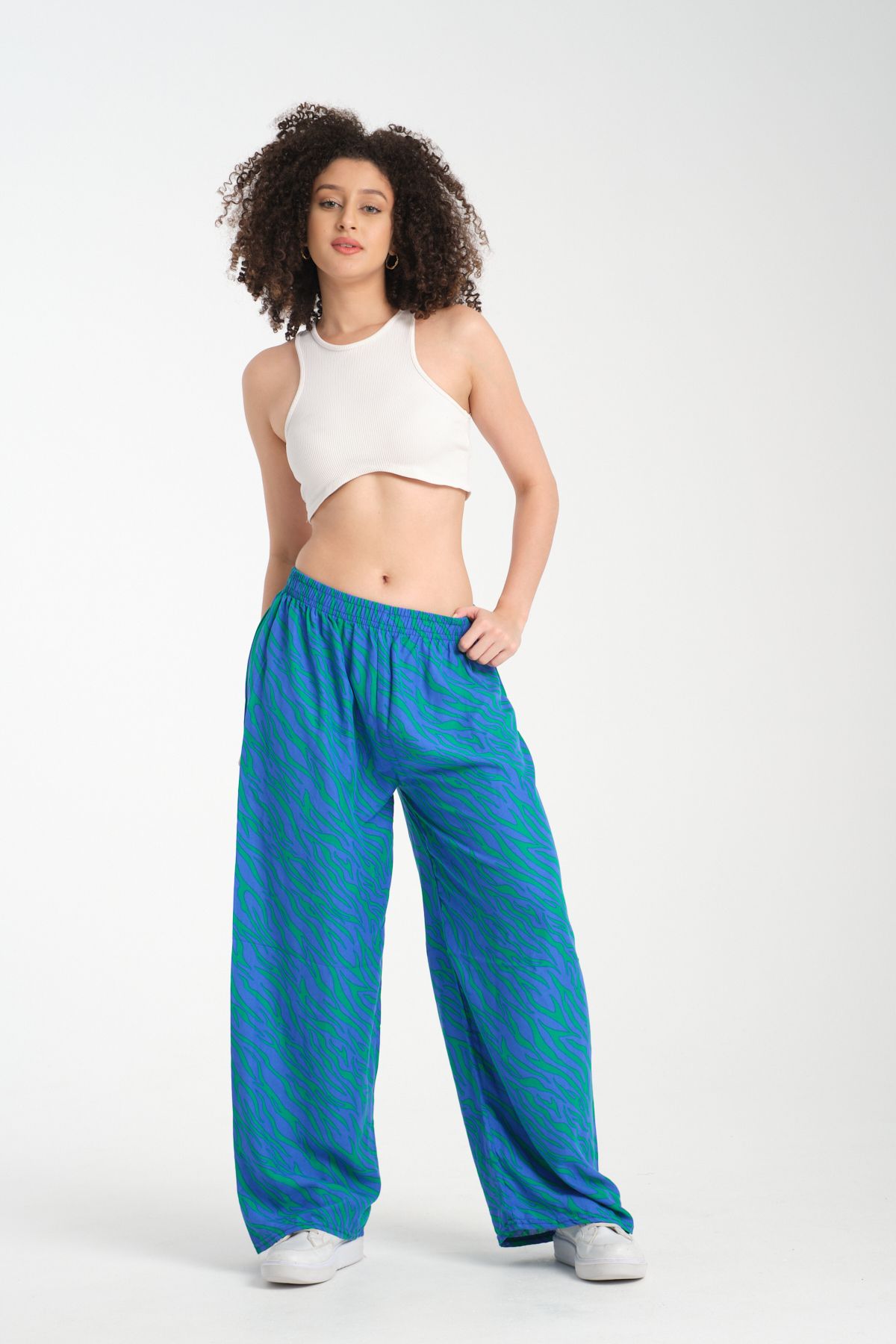 Rodi-Women's Patterned Draped Viscose Trousers 1081 5