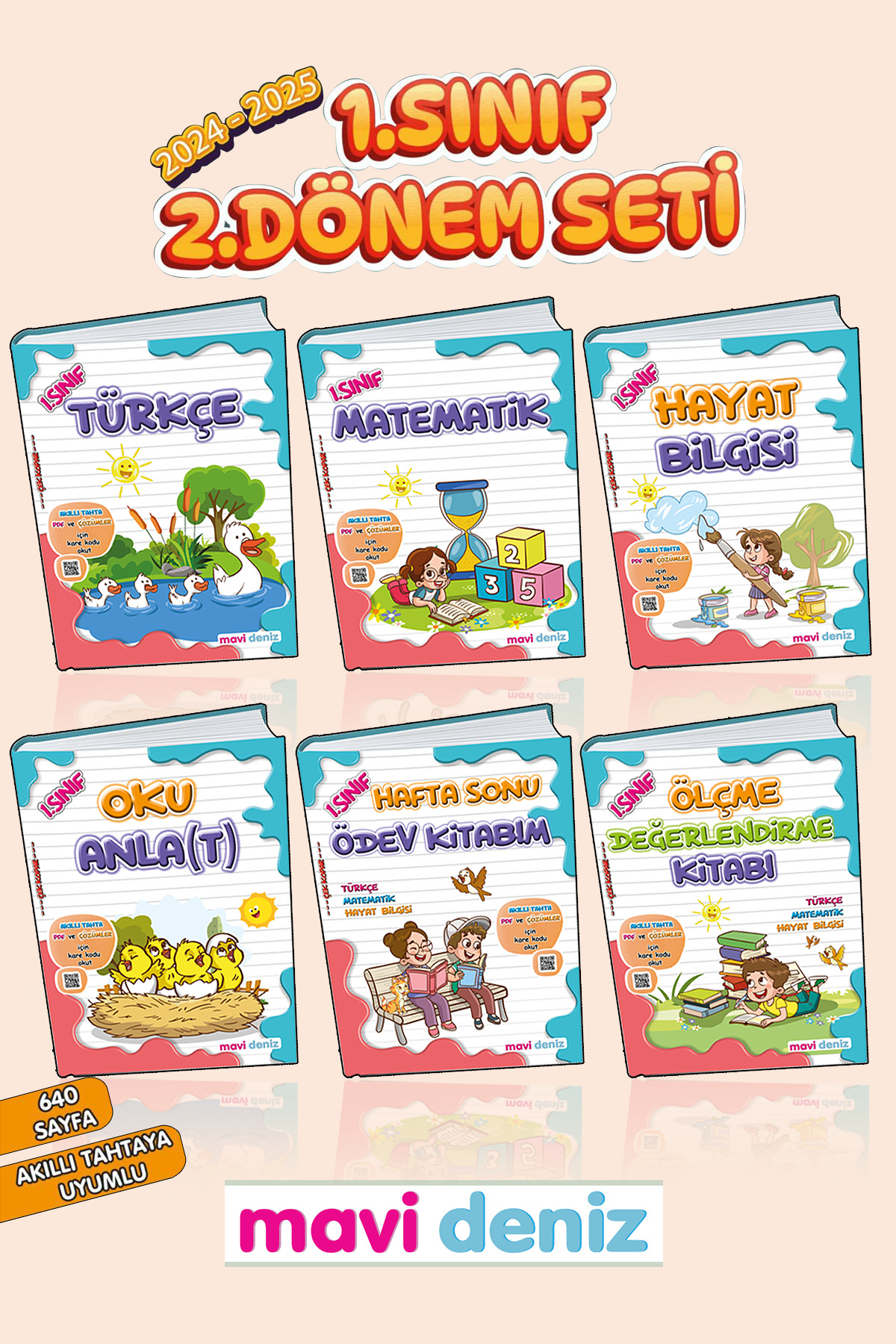 Mavi Deniz Yayınları 1. SINIF 2. DÖNEM 6 KİTAP SET (2024_2025