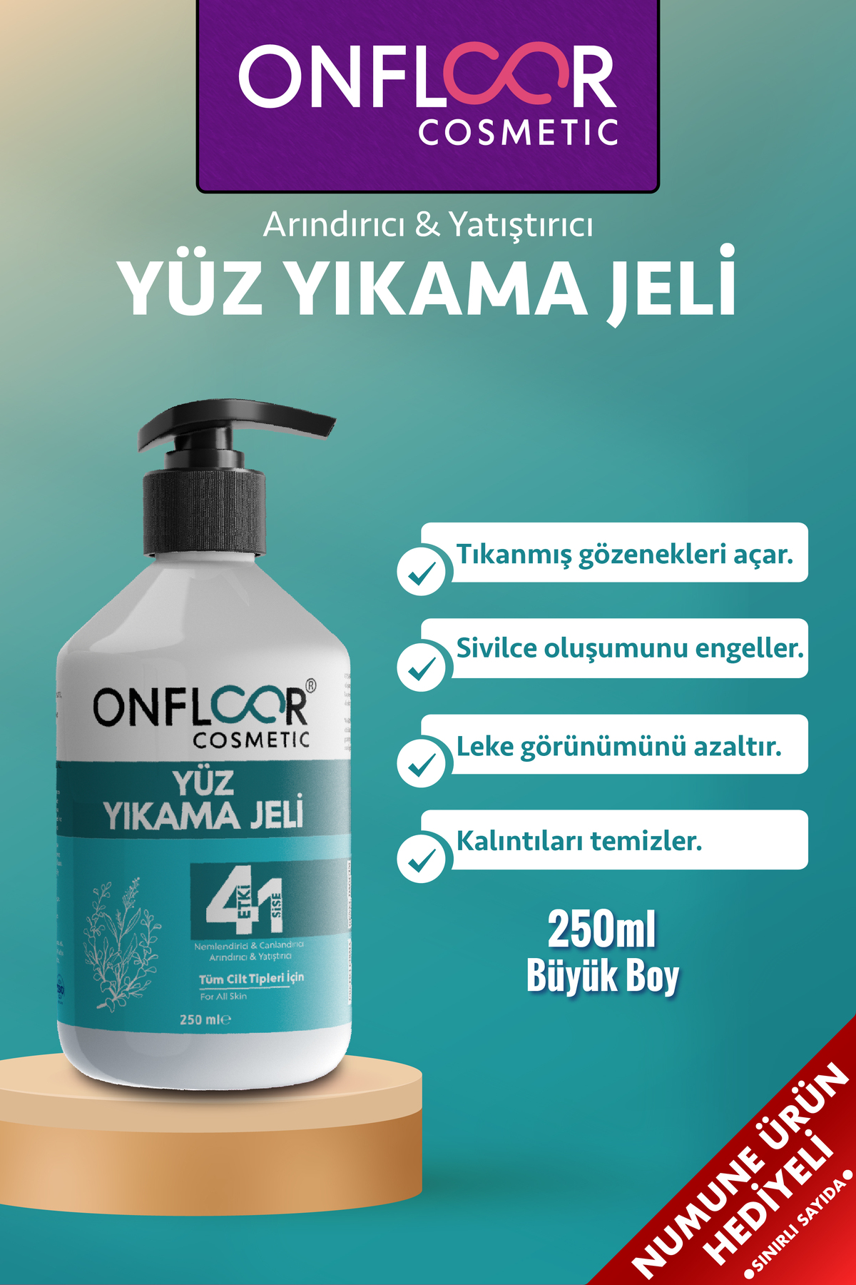 ONFLOOR COSMETİC Yüz Yıkama Jeli Onarıcı Akneye Eğilimli Ciltler 250 Ml — YÜZYIKAMA