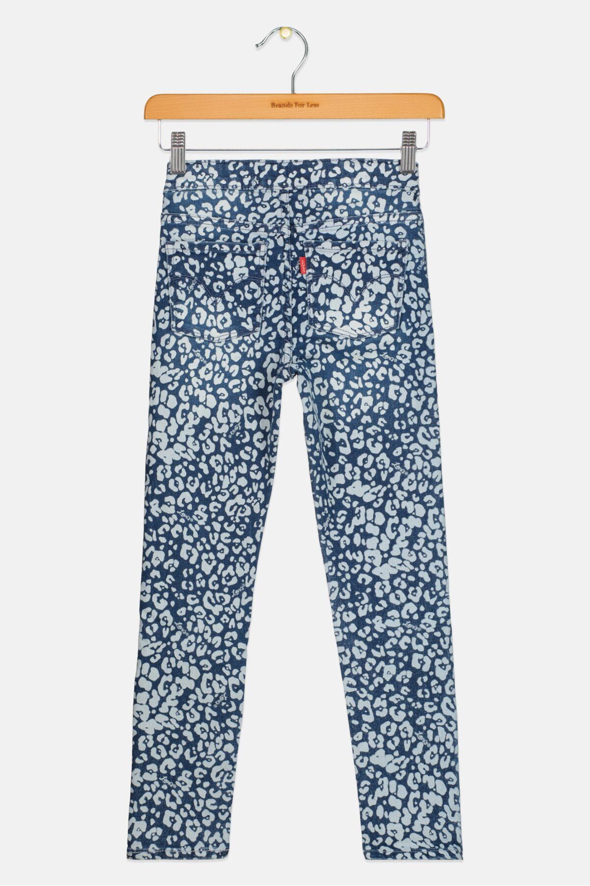 Levi's-بنطلون جينز ضيق بخصر مرتفع مطبوع بالكامل للبنات الصغار، أزرق 2