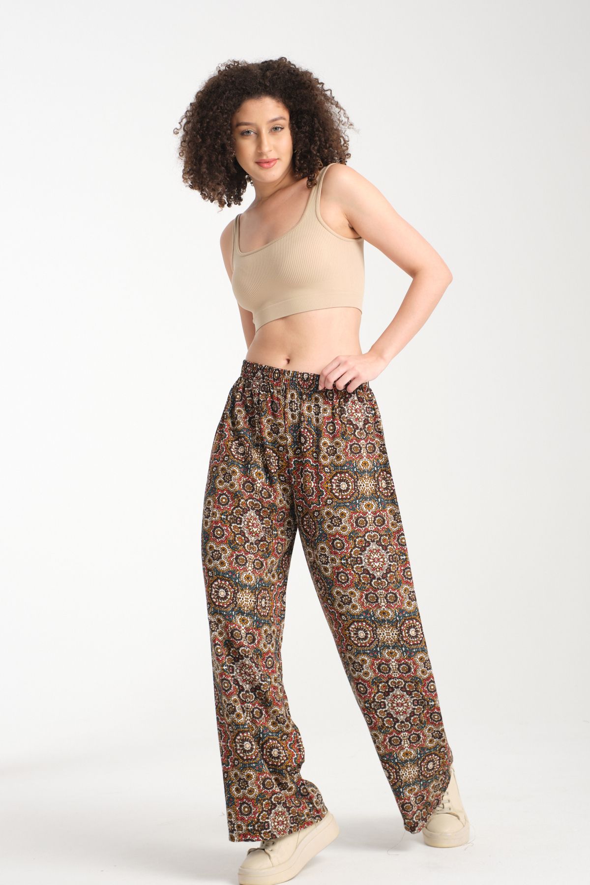 Rodi-Women's Patterned Draped Viscose Trousers 1062 2