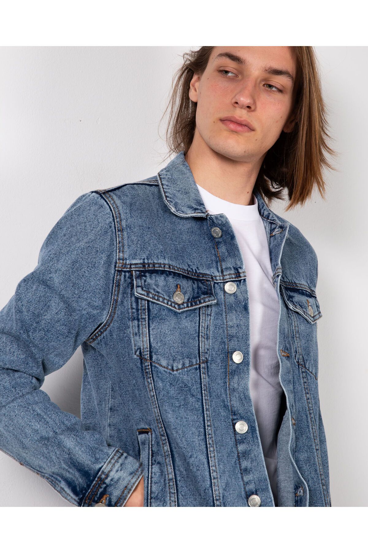 Miniprix-Denim jacket with metal buttons 23FPS40001 1