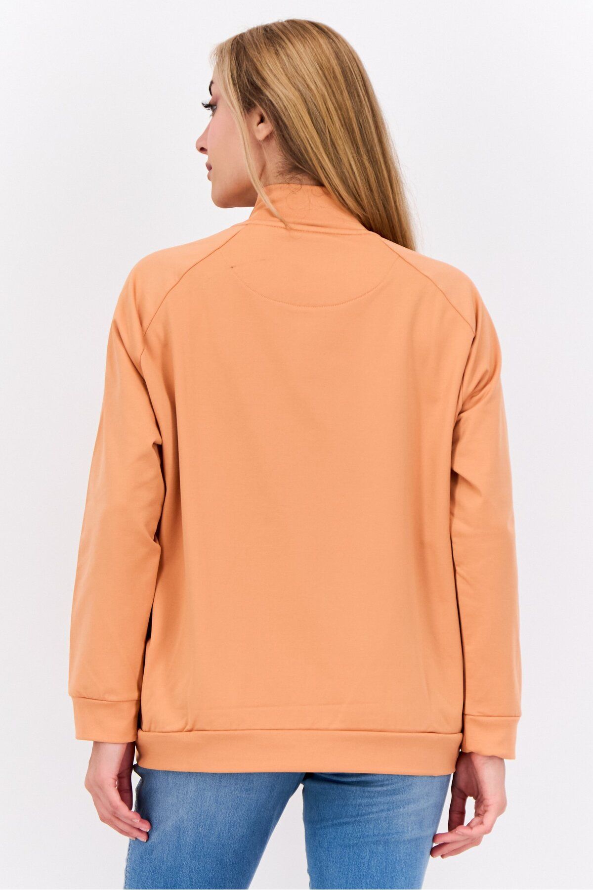 Lyle & Scott-Women Funnel Neck Long Sleeve Embroidered Logo Sweatshirts, Dusty Orange 4