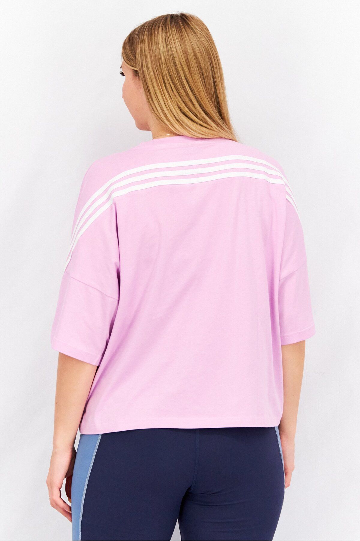 adidas-Women Crew Neck Short Sleeves Brand Logo T-Shirt, Pink 3