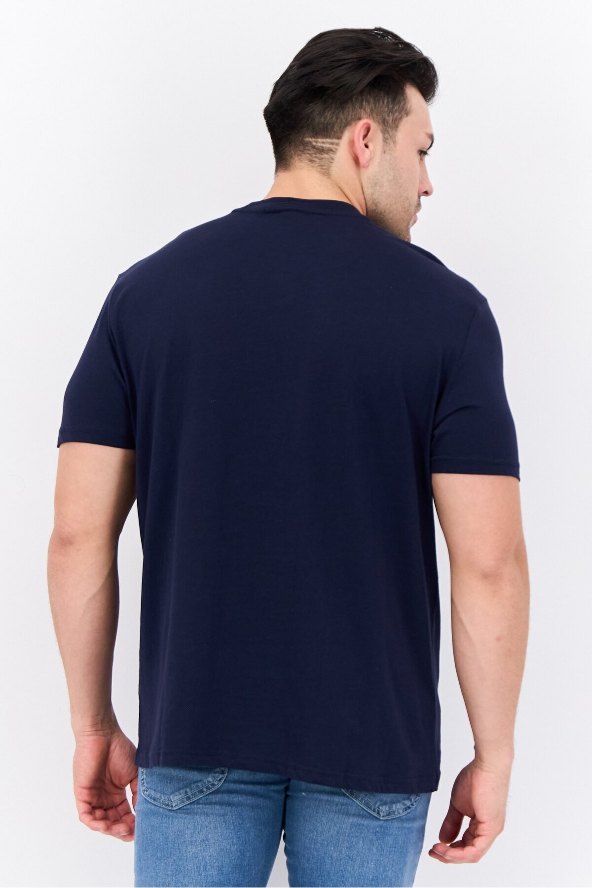 Ben Sherman-Men Crew Neck Short Sleeves Brand Logo T-Shirt, Navy 3