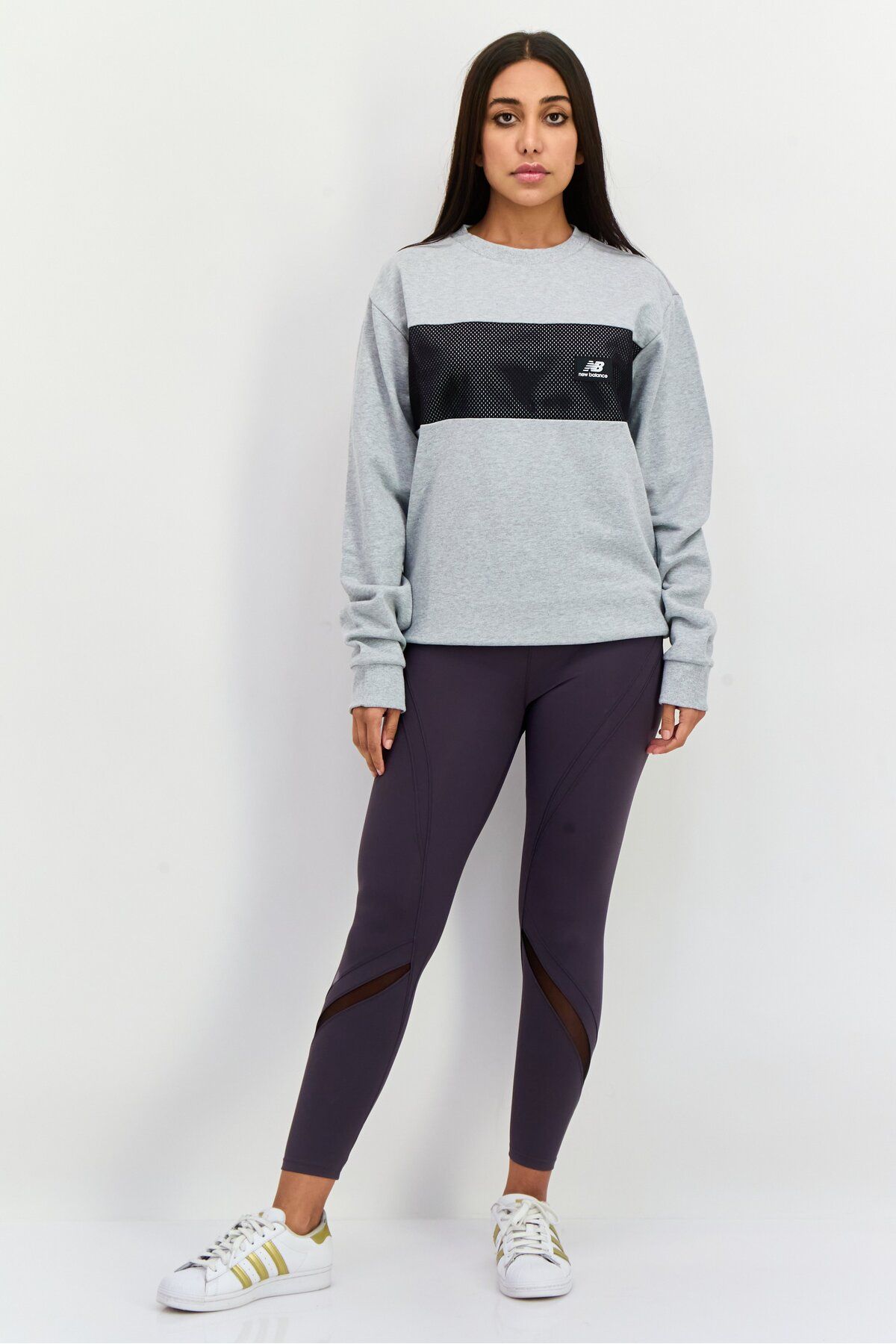 New Balance-Women Crew Neck Heather Long Sleeves Sweatshirt, Grey 4