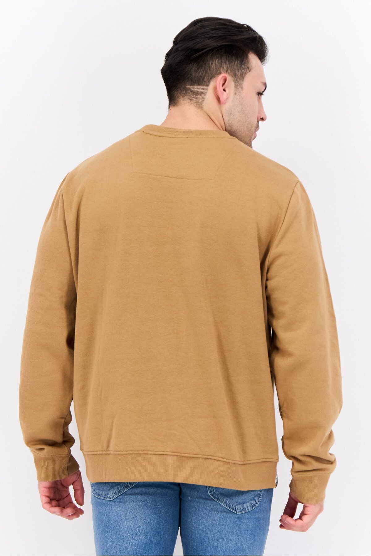 Threadbare-Men Crew Neck Embroidered Long Sleeves Sweatshirt, Brown 3