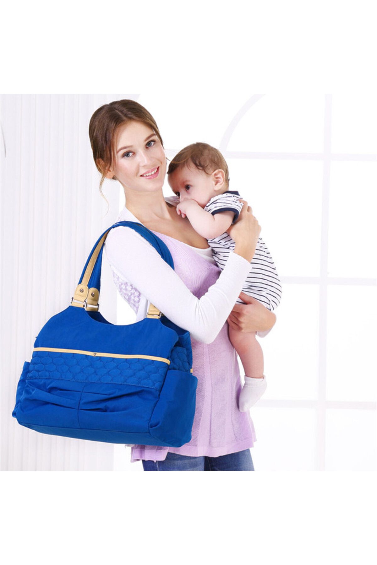 Sunveno-Fashion Diaper Tote Bag - Blue 3