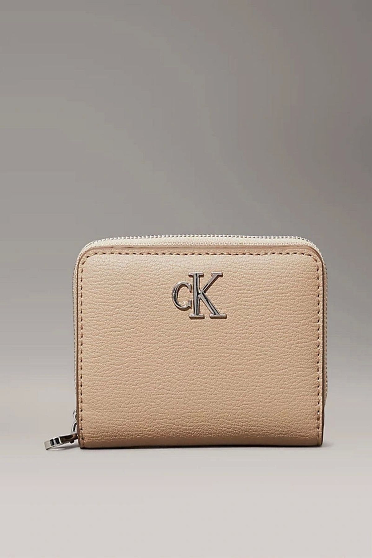 کیف پول زنانه زیپ سایز متوسط ​​بژ Calvin Klein