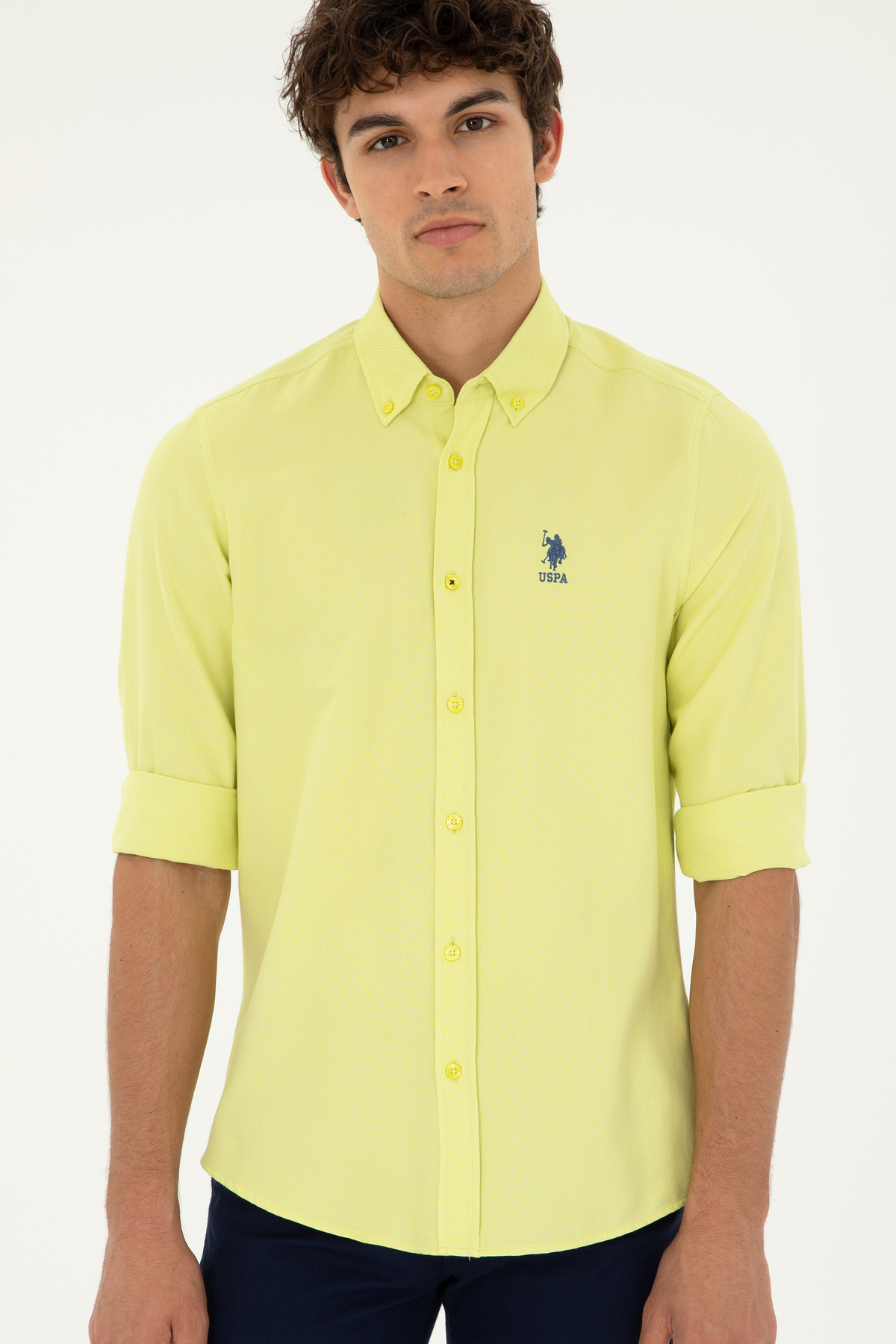U.S. Polo Assn. Erkek Fıstık Yeşili Uzun Kollu Basic Gömlek 50287805-VR087 — سبز 1046577
