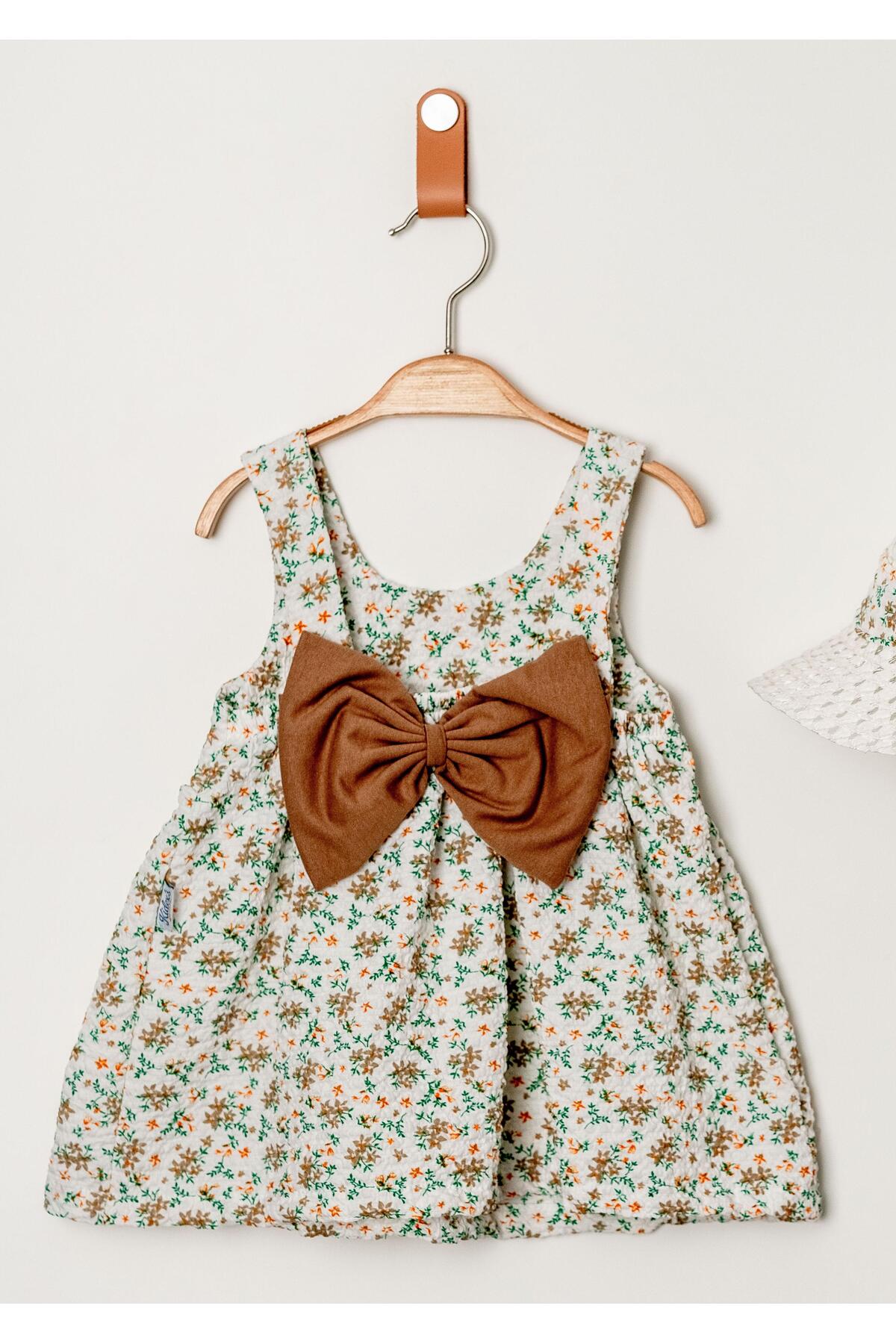 Chicsy Baby Tatlı Çilek Desenli Şapkalı Fiyonklu Kız Bebek Elbisesi fotoğrafı 4 (önizleme)