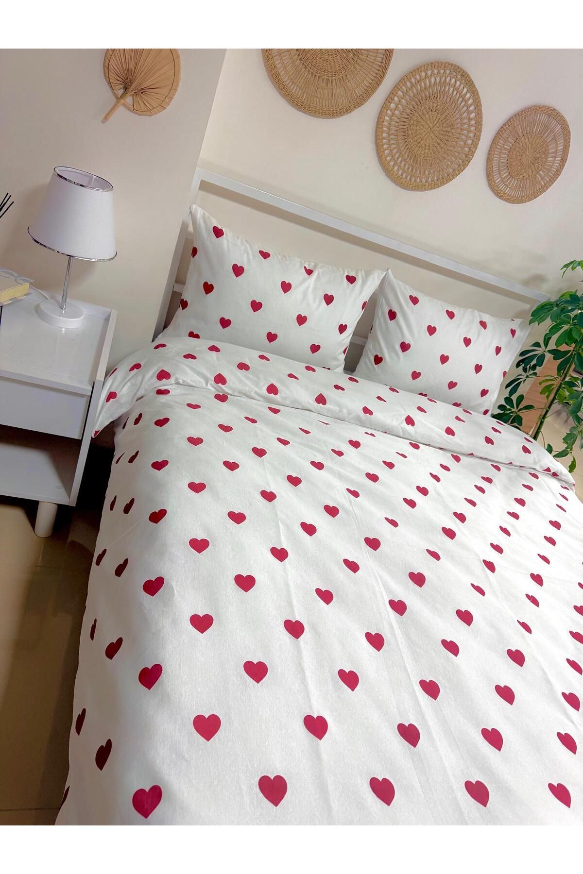 üntaş-Double Heart Patterned Duvet Cover Set 2