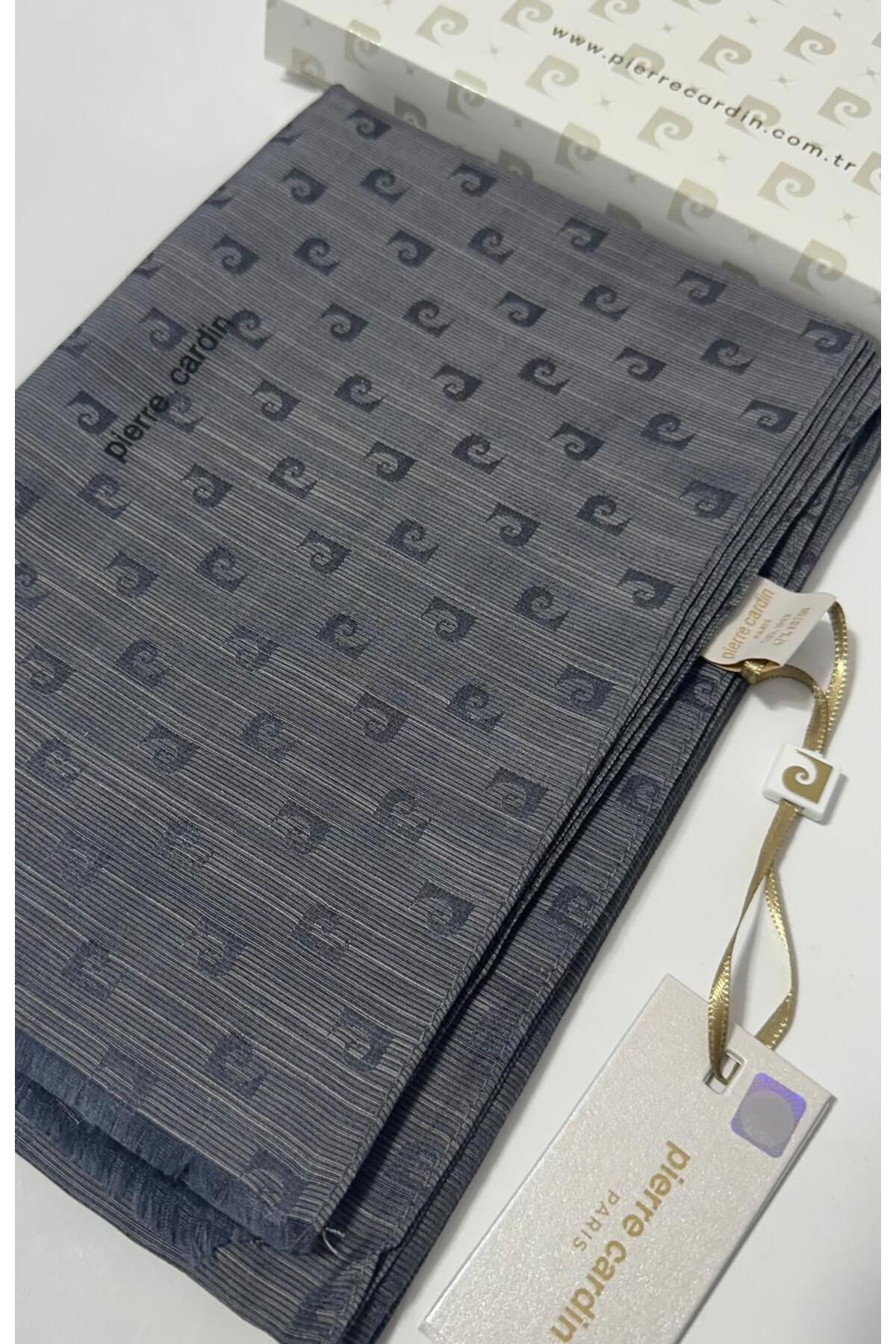 Pierre Cardin-Șal Etol din mătase, bumbac, jacquard, culoare afumată, cu LOGO - 8934985-955-974 2