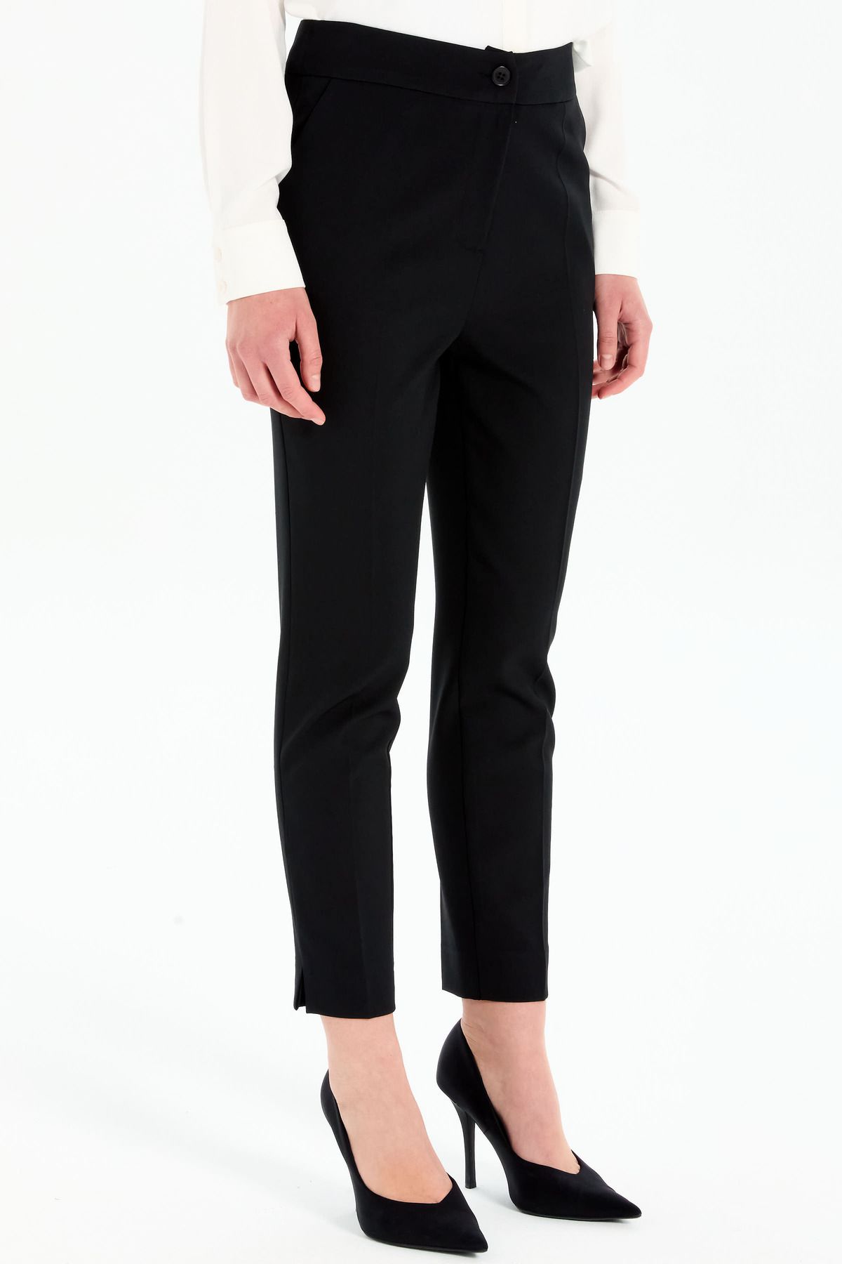 Yüksek Bel Basic Pantolon - Siyah - 4