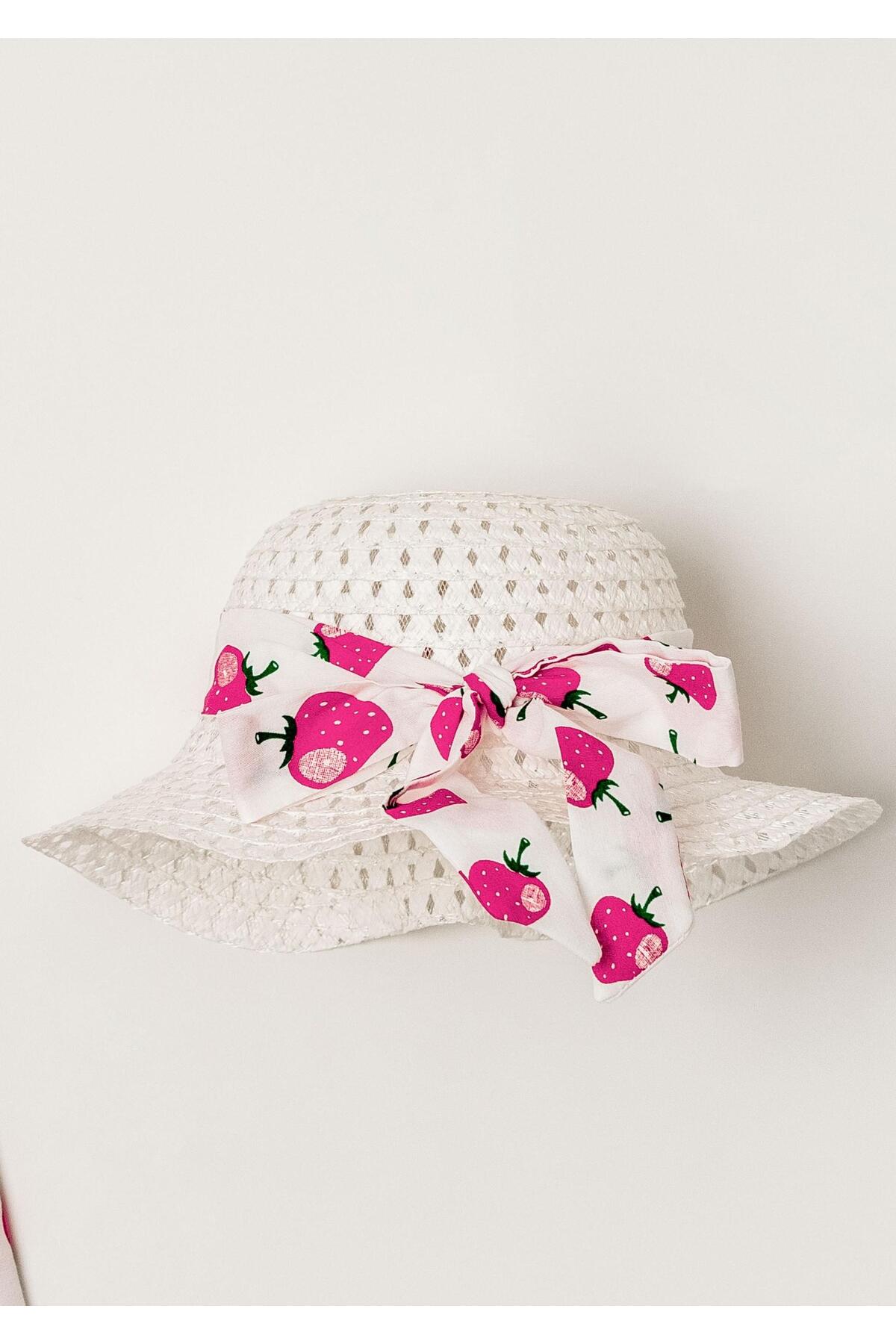 Chicsy Baby Tatlı Çilek Desenli Şapkalı Fiyonklu Kız Bebek Elbisesi fotoğrafı 3 (önizleme)