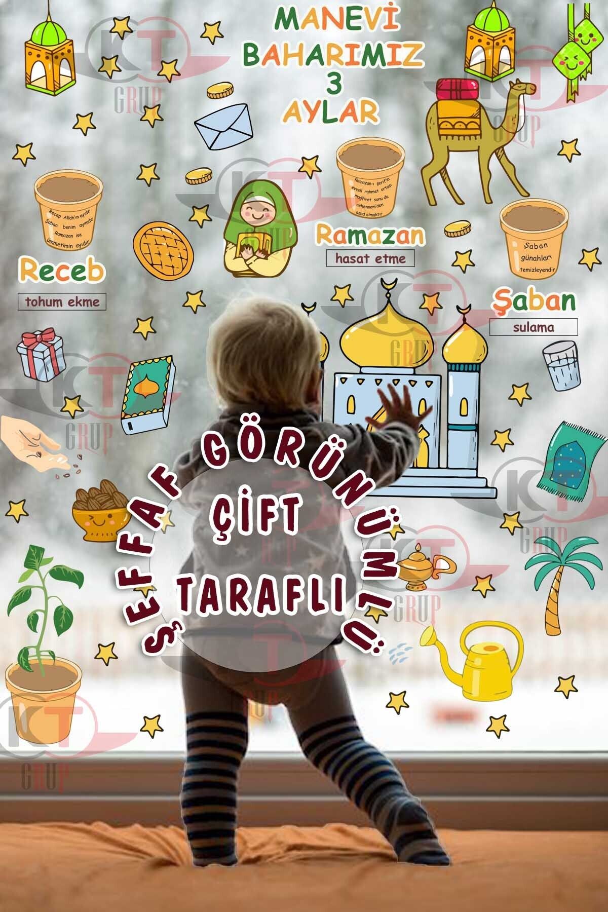Kt Grup-Three Months Recep Shaban Ramadan Bear Themed Tutorial 100 Pieces Transparent Double-Way Sticker Set 2