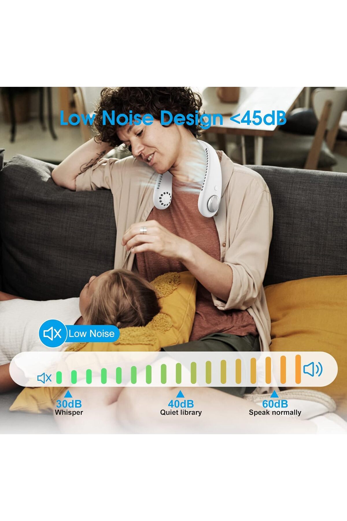 AWH-AUOKAI Neck Fan  Portable Bladeless & Hands-Free 360° Airflow with 3 Speeds  Rechargeable  White 3