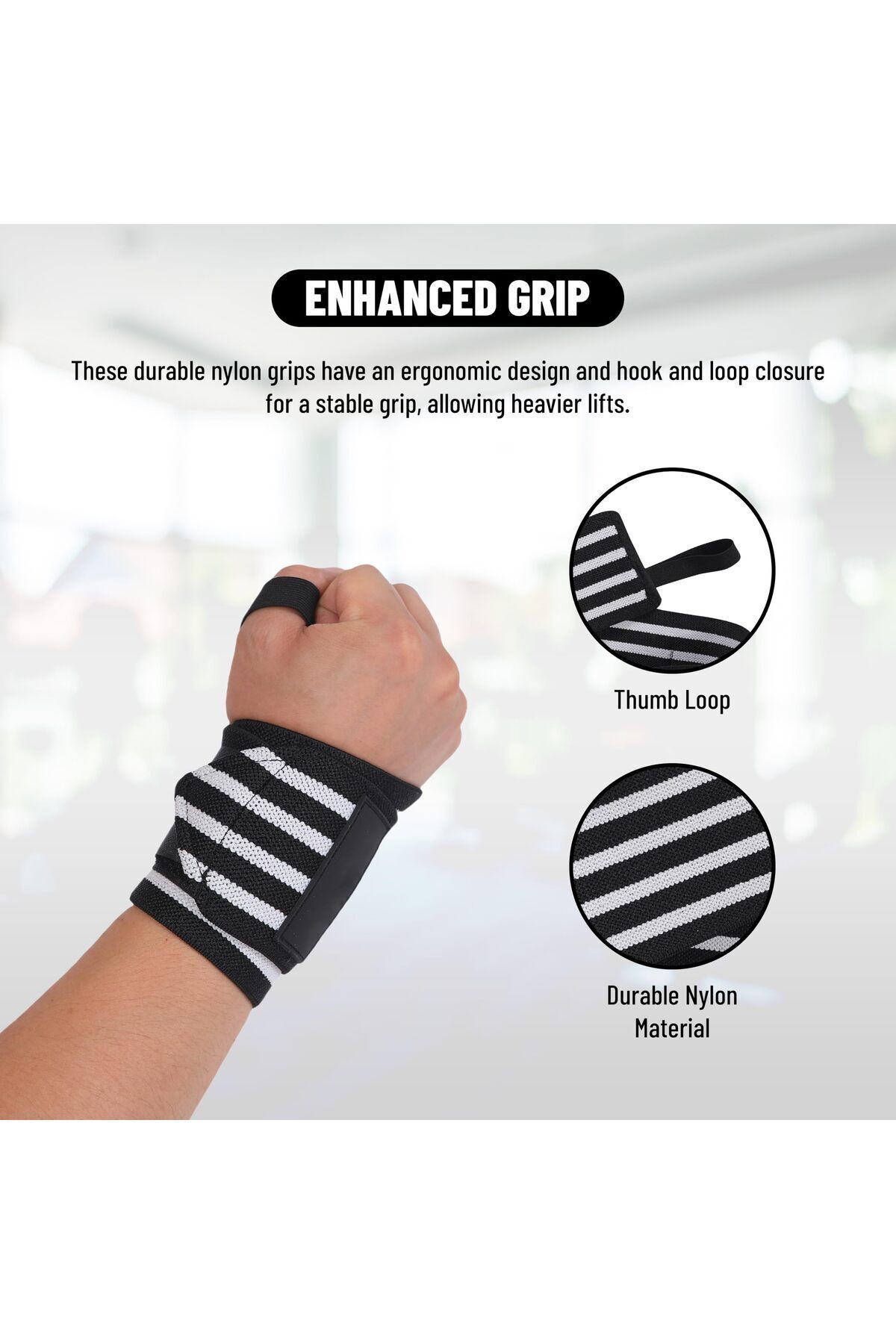 Endless-Stretchable Wristband Strap Single Thumb Loop | Black | Material: Nylon And Polyester 3