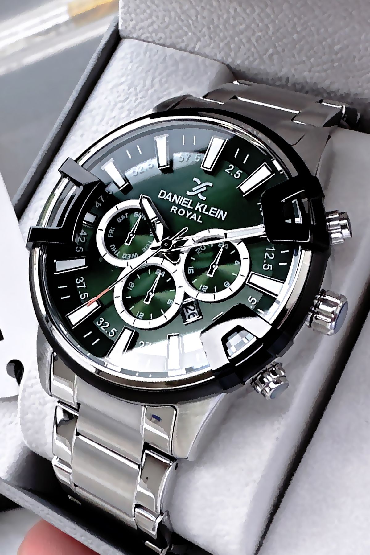 Daniel Klein-Premium Men's Wristwatch 3 Atm Waterproof Silver Color Steel Strap + Natural Stone Bracelet Cbk209 2