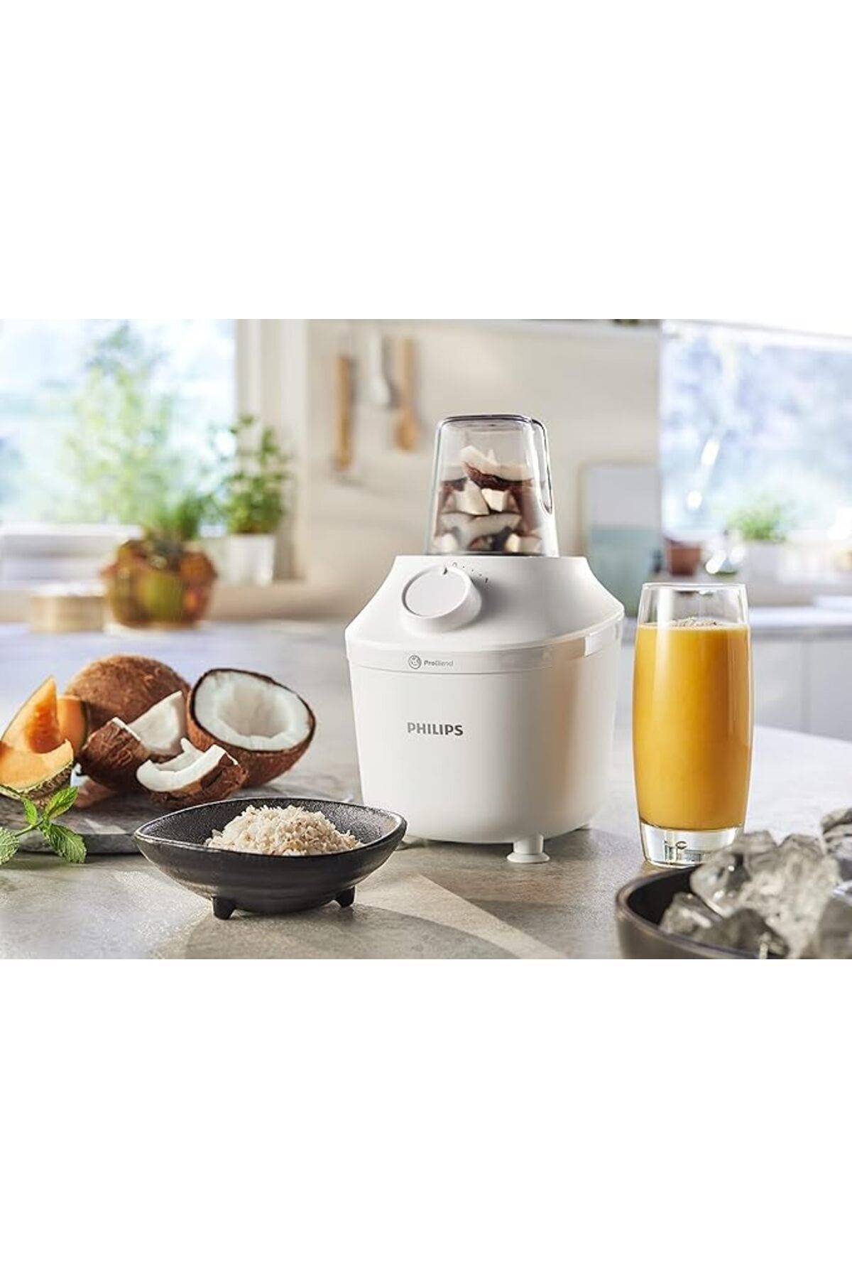 Philips-خلاط برطمان بلاستيك - 450 وات، 1.9 لتر - سرعة واحدة + نبض، يأتي مع مطحنة - أبيض - HR2041/10 6