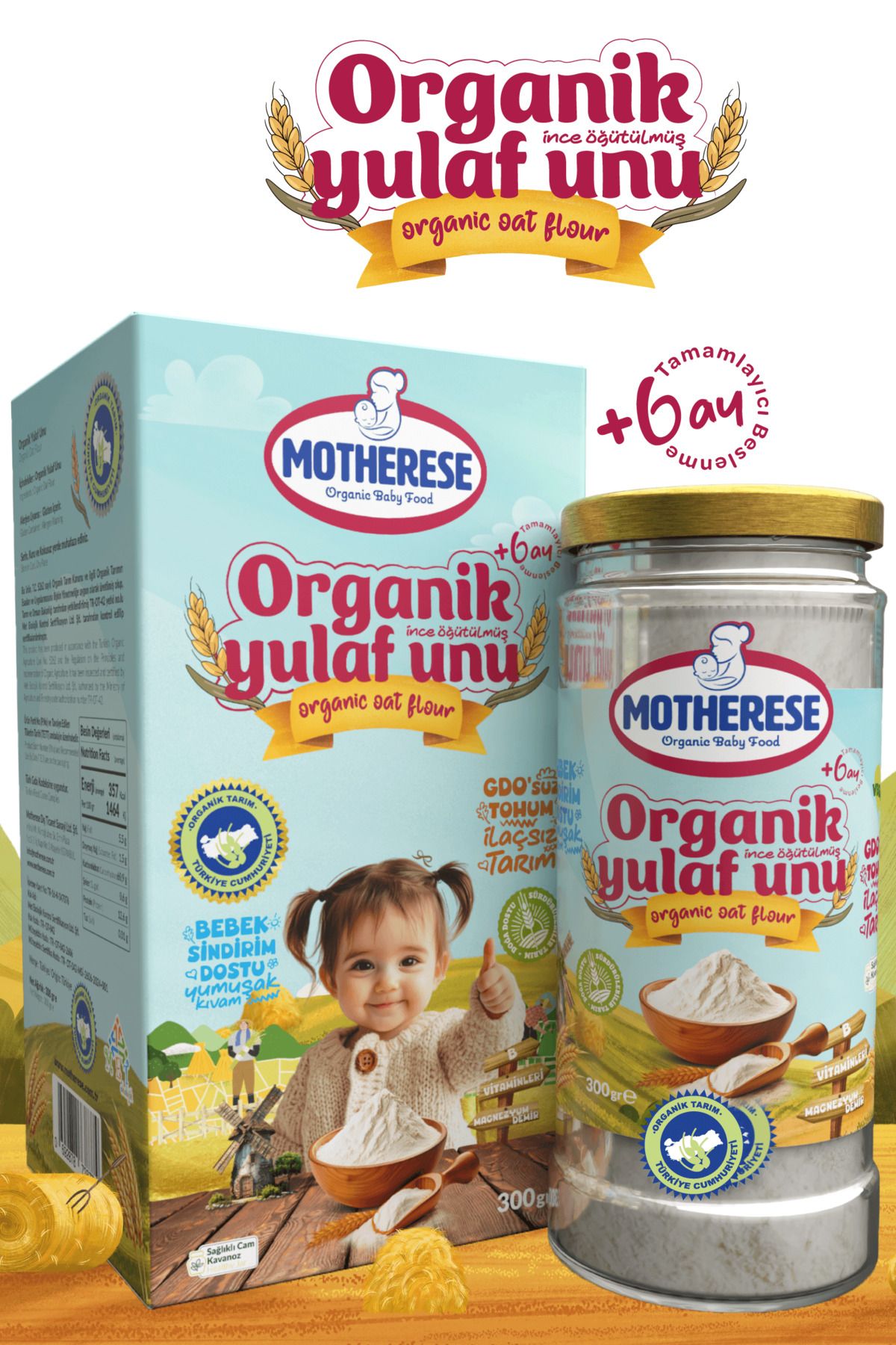 Motherese Organik Yulaf Unu 300 gr - Organik Bebek Yulaf Unu 300 gr - Yulaf Unu 300 gr