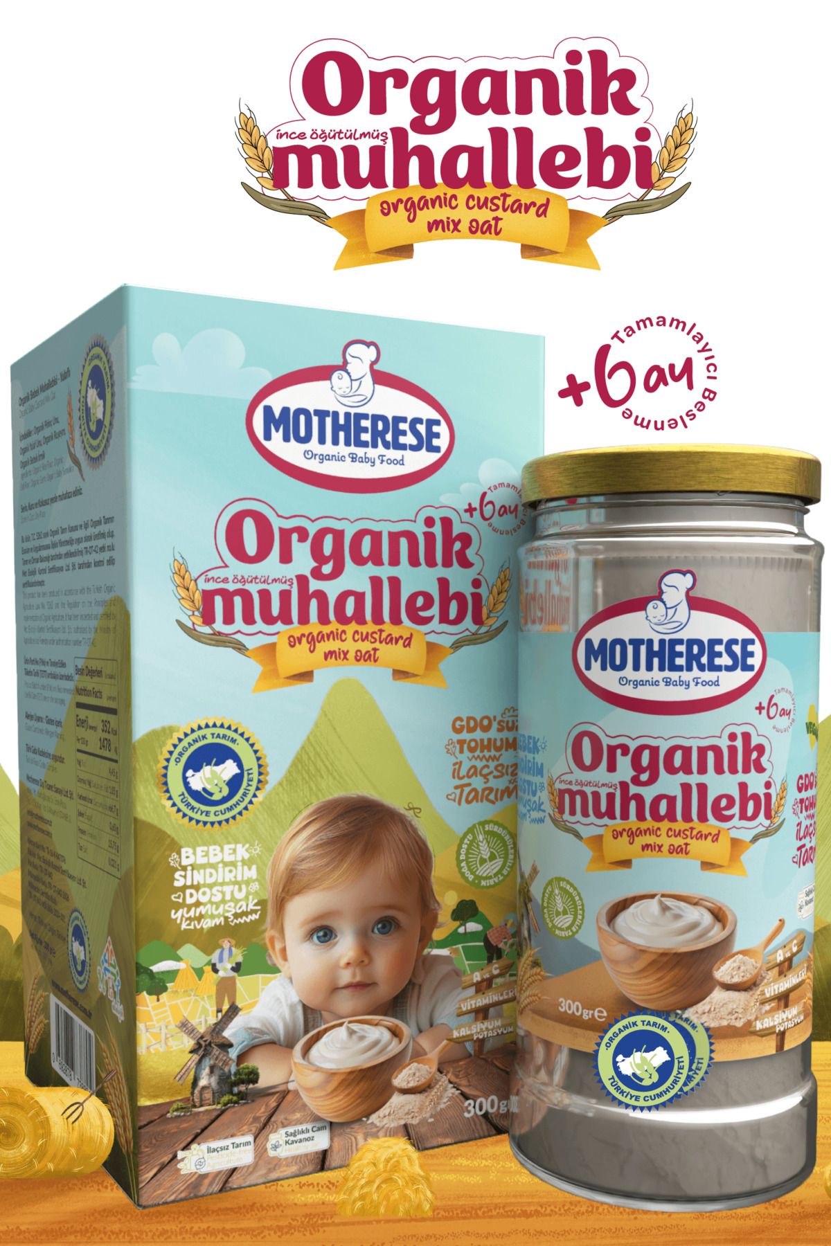 Motherese Organik Bebek Muhallebi Karışımı 330gr - Organik Muhallebi Karışımı 330 gr