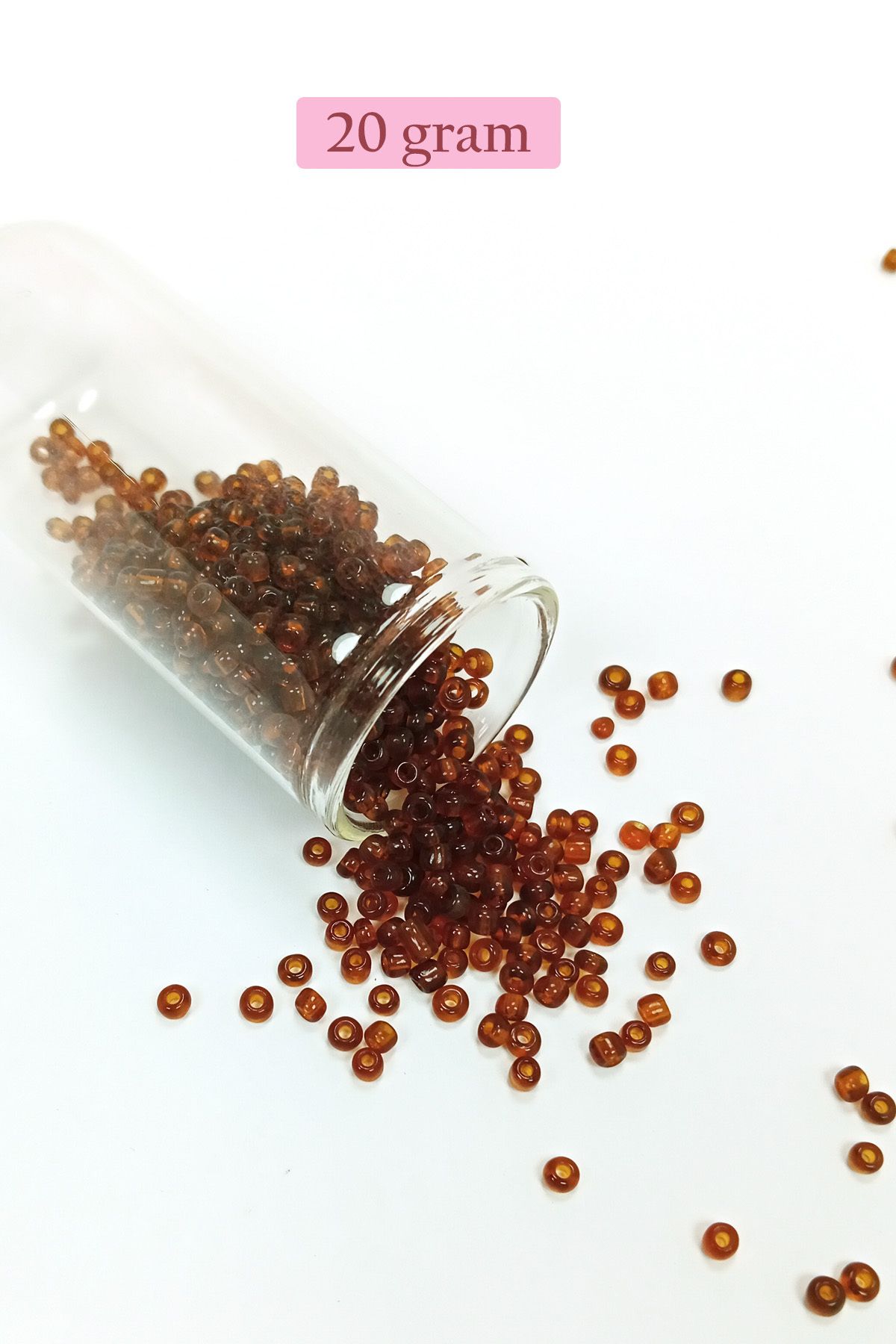 karadağsb Dökme Cam Kum Boncuk (8/0) 3 Mm - 20 Gram - Şeffaf Koyu Kahve - Bnc159