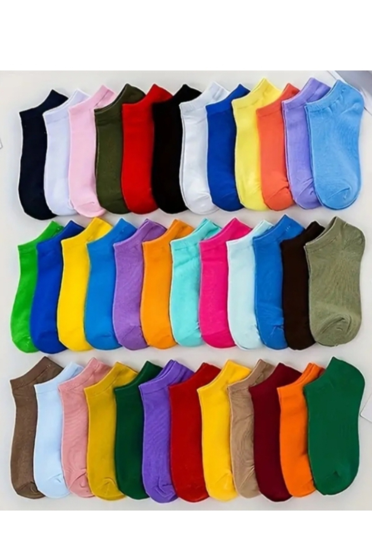 Generic Brands 8 Pairs Cotton Lycra Multicolored Women's Plain Booties Socks