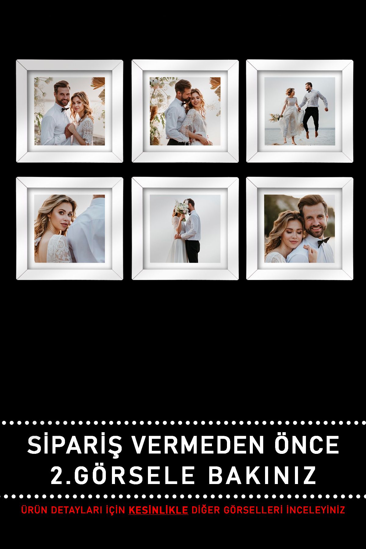 Bytwo-6 Pieces 15X15 Frame - White Frame - Square Frame - Photo Frame Set - Multi Frame 4