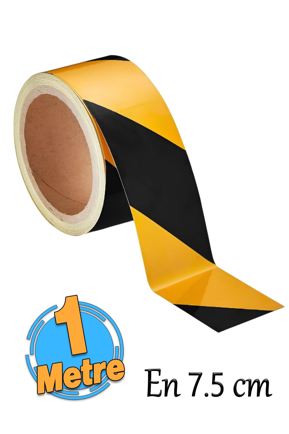 Badem10-Yellow Black Marked -7.5 cm Reflective Strip Tape, Adhesive Baffle Tape 1 Mt 1