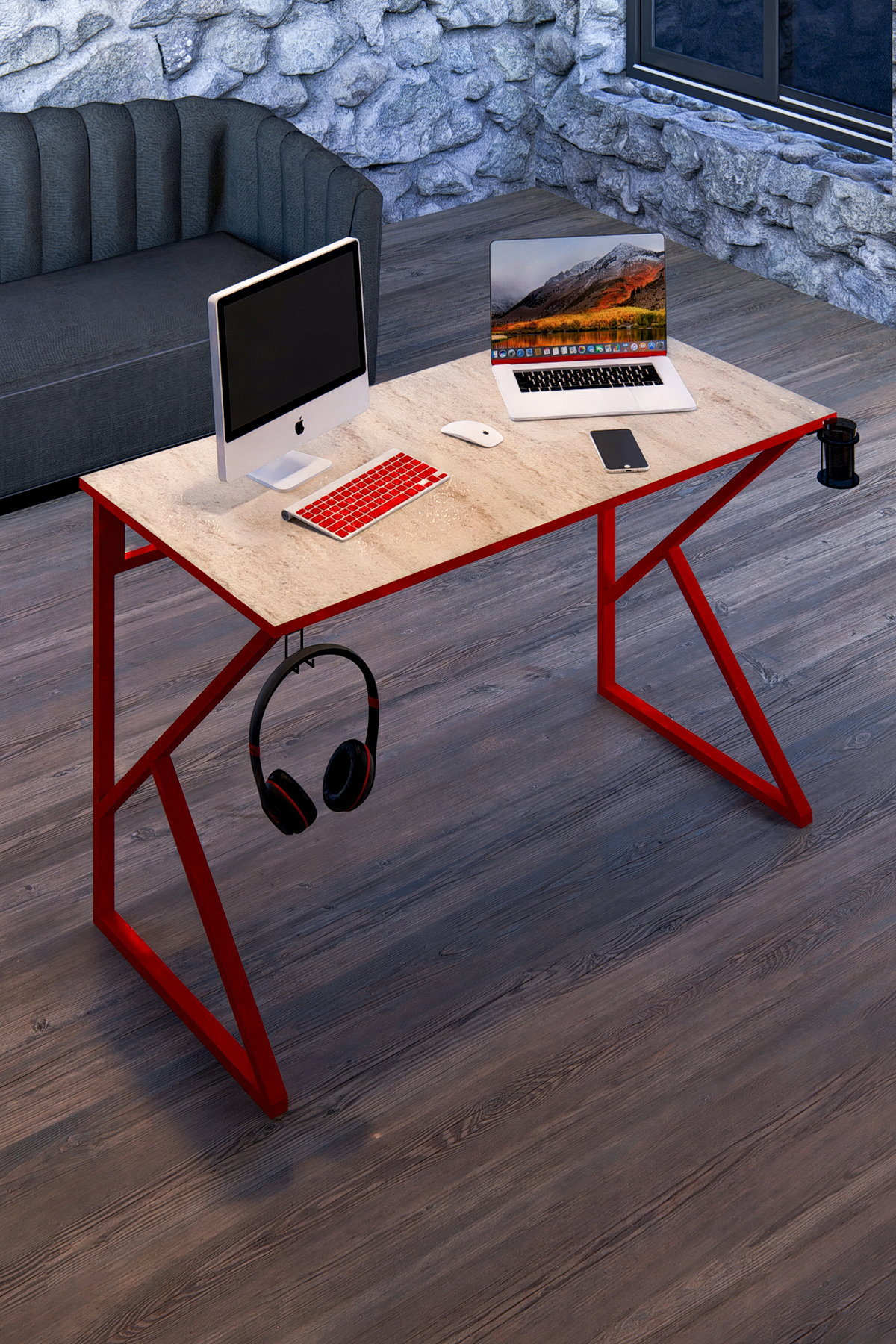 Resim Toprak Atelier THOR Oyuncu Masası Çalışma Masası Ofis Masası Yemek Masası Okul Masası Genç Odası 60x120 Cm 