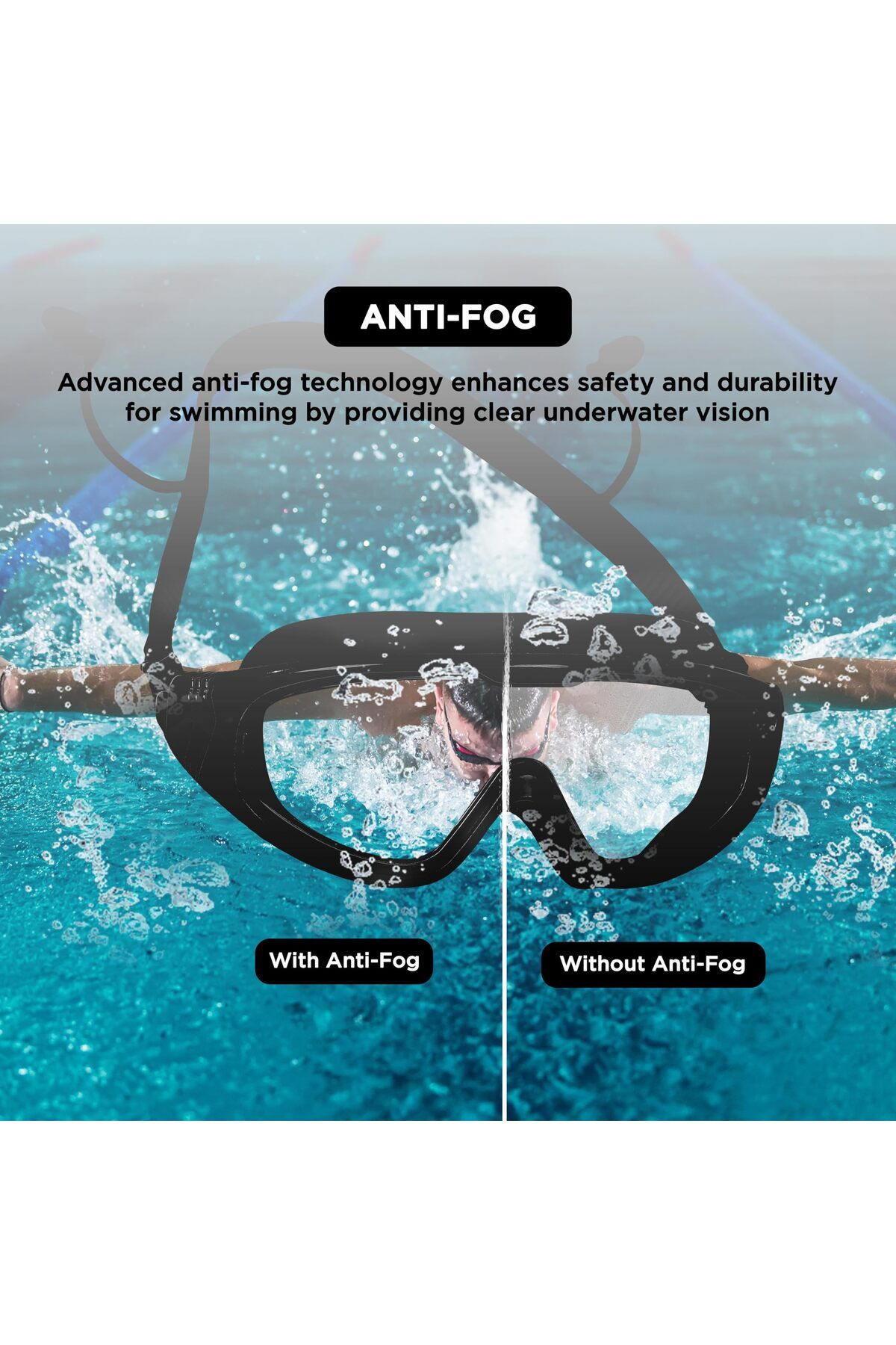 Endless-Premium Swimming Goggle with Anti-Fog & UV Protection | Black | Silicon, PU | More Visibility 5