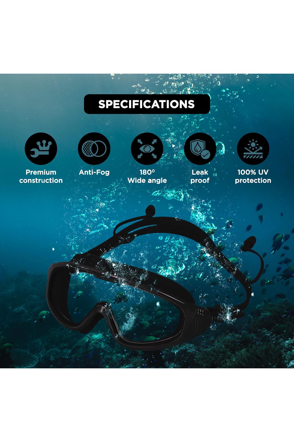 Endless-Premium Swimming Goggle with Anti-Fog & UV Protection | Black | Silicon, PU | More Visibility 2