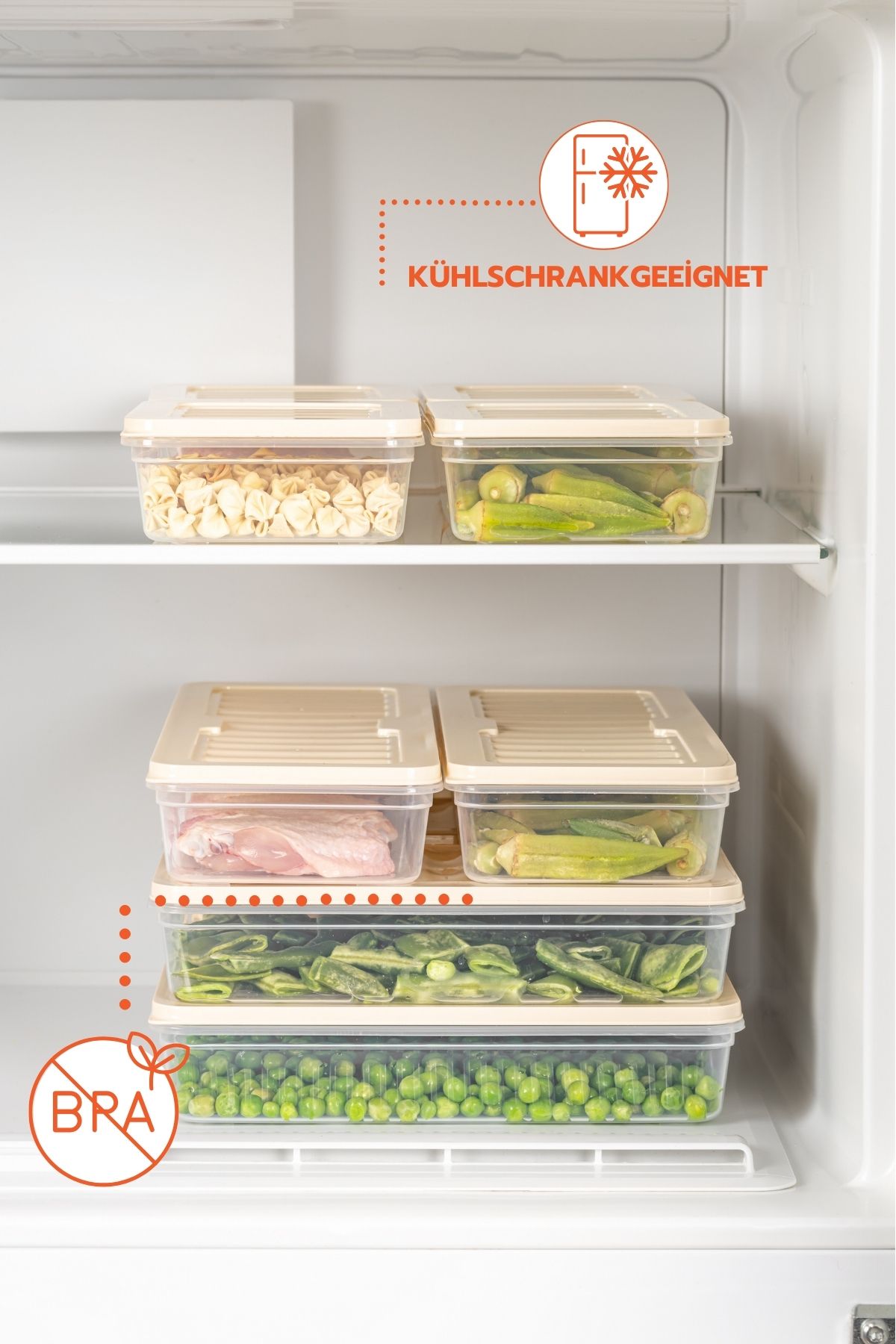 Ginza Maison-4-TEILIGES 2400 ML KÜHLSCHRANK-AUFBEWAHRUNGSBOX, FRISCHEBOX CREME 3