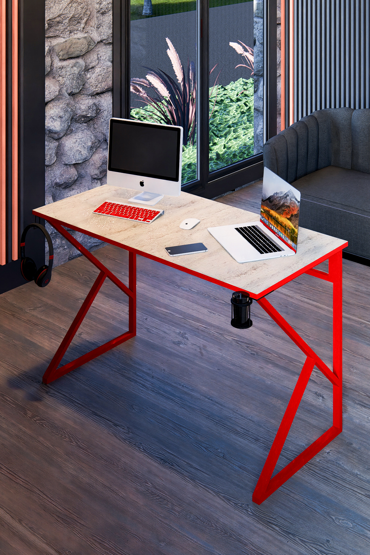 Resim Toprak Atelier THOR Oyuncu Masası Çalışma Masası Ofis Masası Yemek Masası Okul Masası Genç Odası 60x120 Cm 