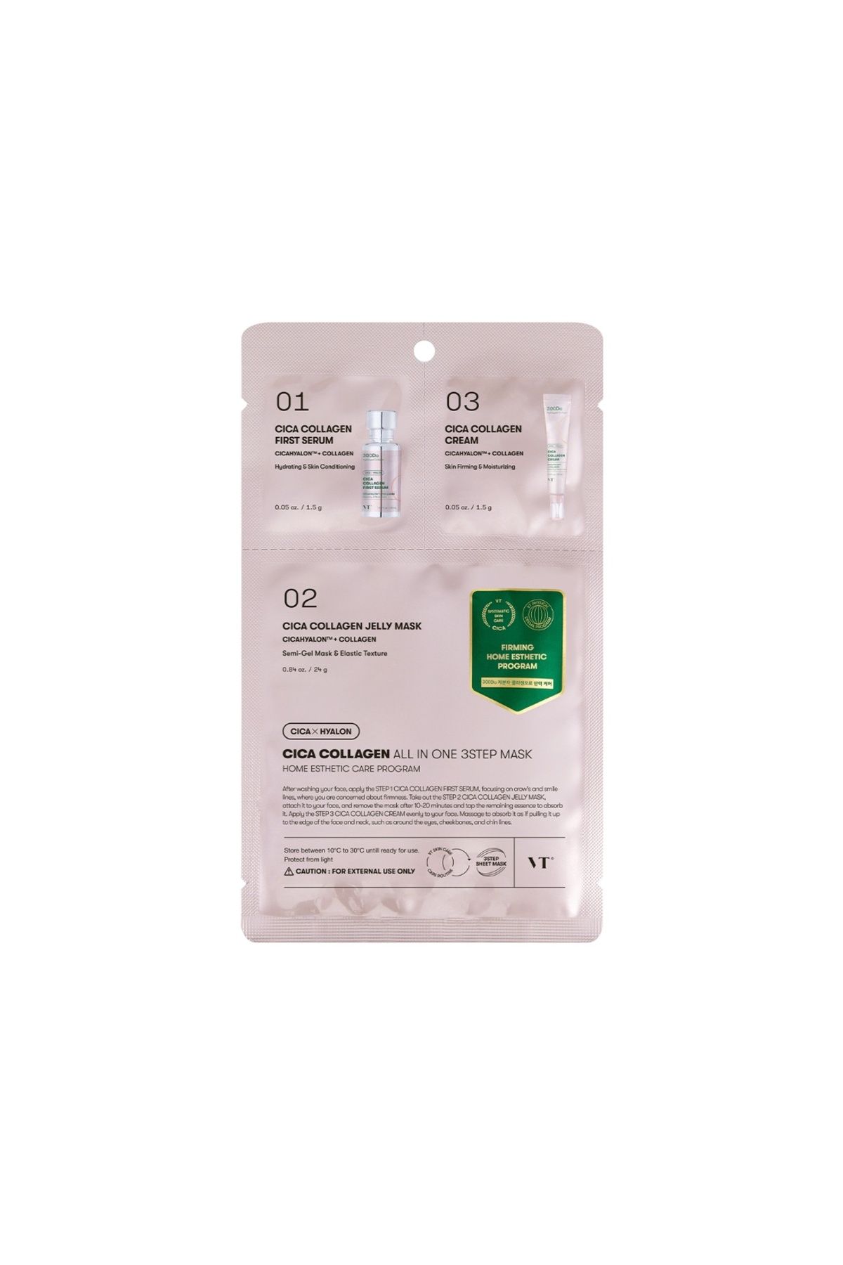 VT COSMETICS Cica Collagen All In One Mască În 3 Etape - One Size