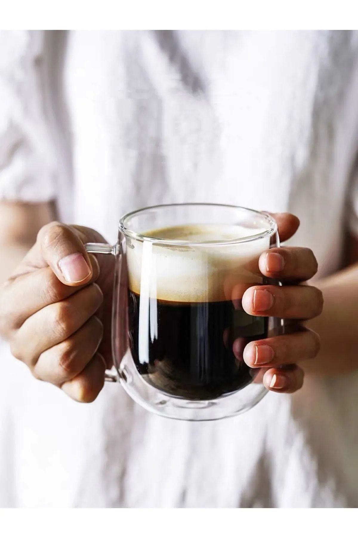 Anadolu Saray-2 Heat Resistant Borosilicate Double Stones 250ml Cup with Handle |   Coffee and Presentation Cup 2