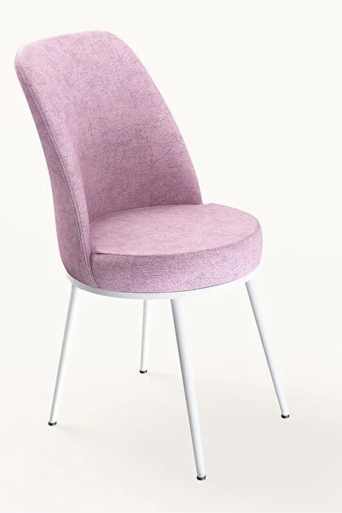 Duru Beyaz 70x110 Sabit Mdf Yemek Odası Takımı Metal Ayaklı 2 Adet Pembe Sandalye-2