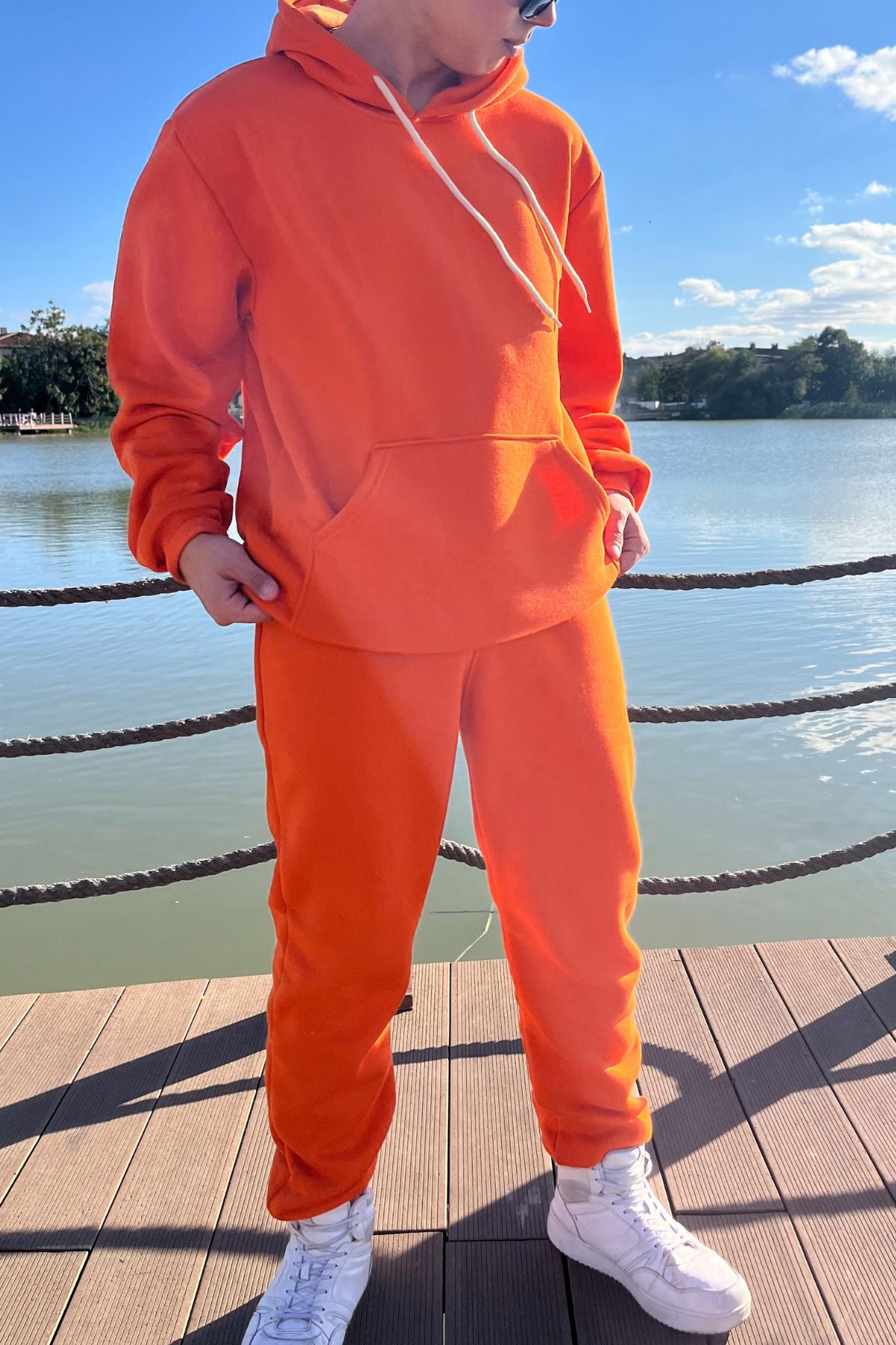 ruNadeS-Men's Sports Tracksuit Set - Orange, 3 Thread, Fleece Oversize, Elastic Leg 1