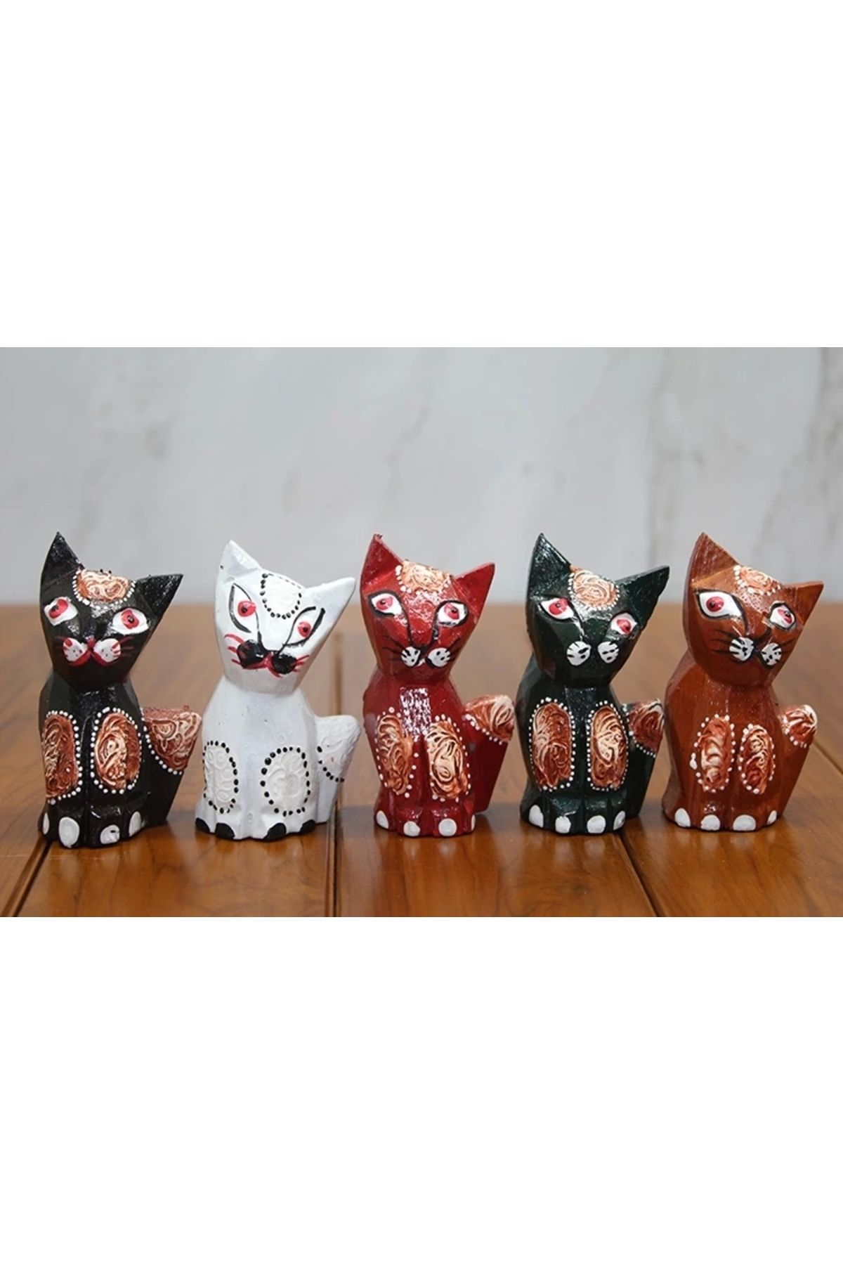 shopwave Ahşap 5'li Kedi Seti Polos:9