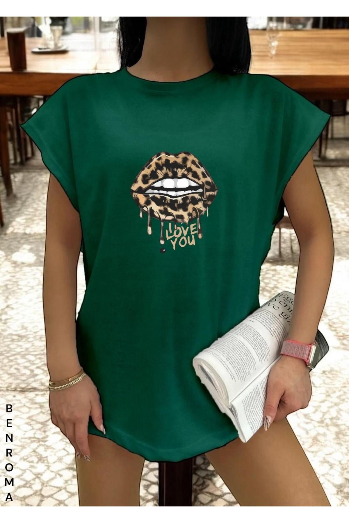 BENROMA Tricou - Verde - Supradimensionat Femeie - M