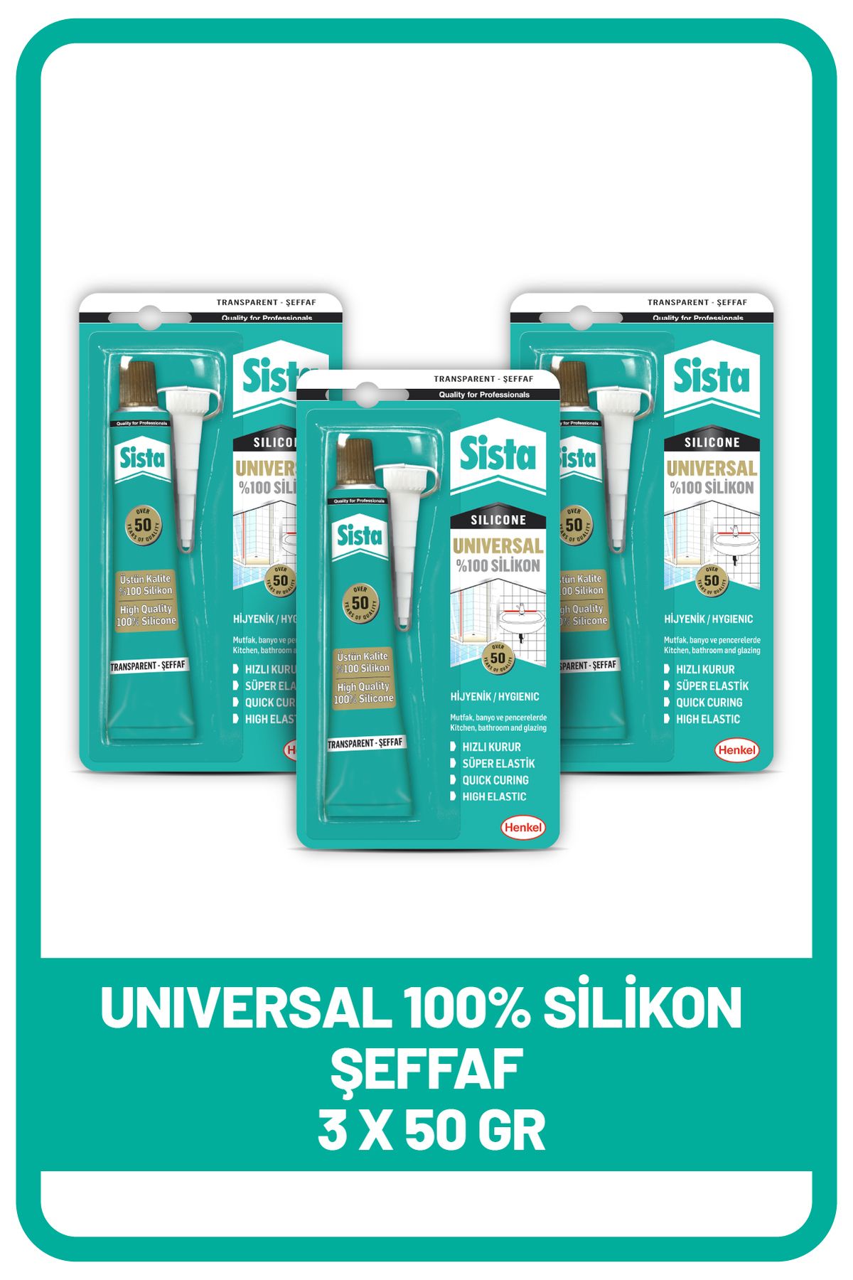 Mikasso Sista Şeffaf Silikon Mastik Tüp 50 gr x 3 adet