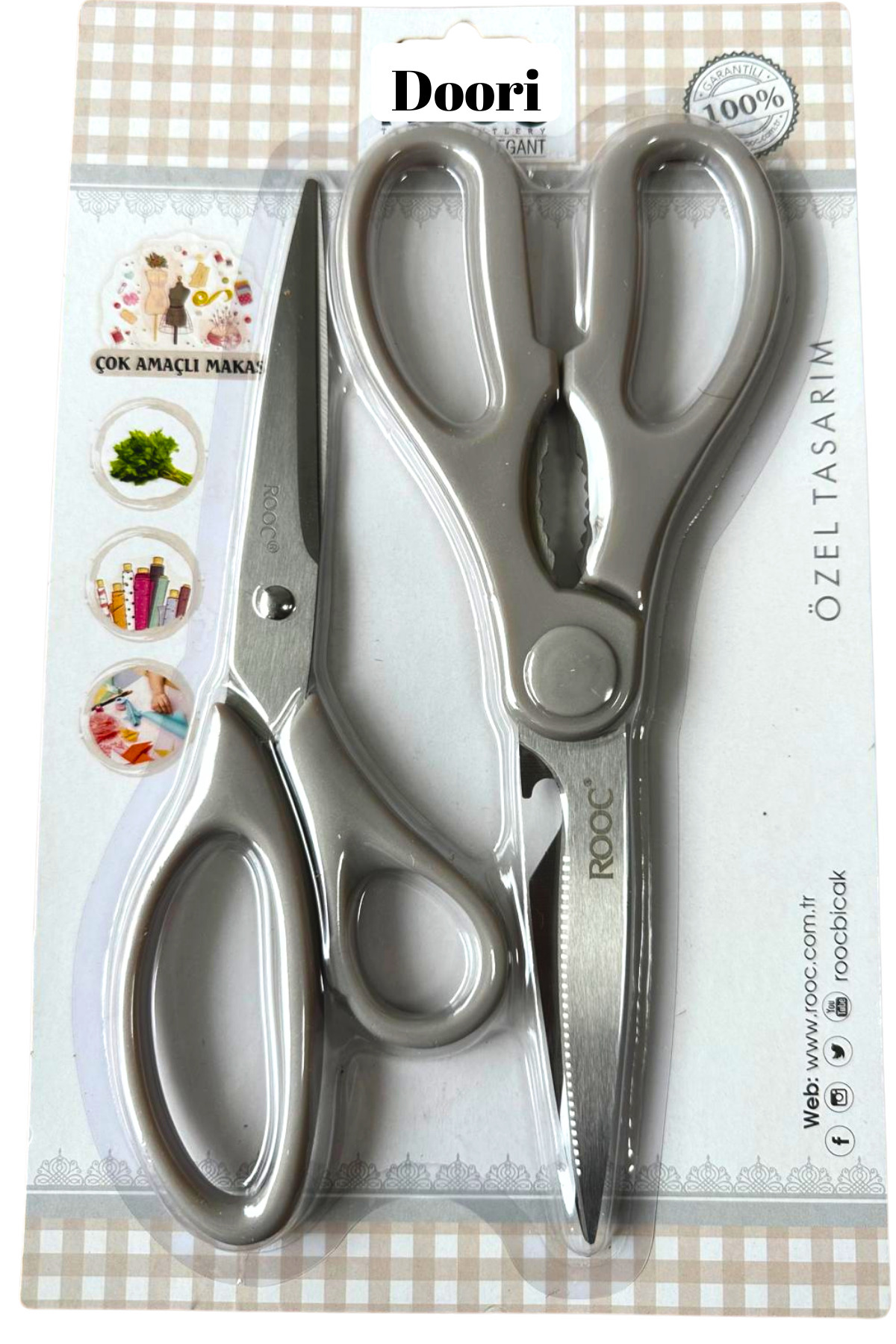 Doori 2 Li Makas Seti Paslanmaz Çelik Mutfak Makası Çok Amaçlı Makas Kağıt Makası Terzi Makası Kaliteli