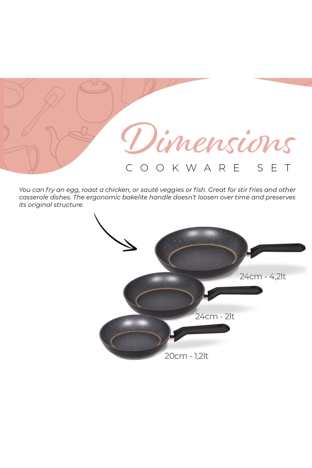 Serenk-Set Tigaie Granit Excellence - 3 Piese, 20-24-28 Cm Inductie 5