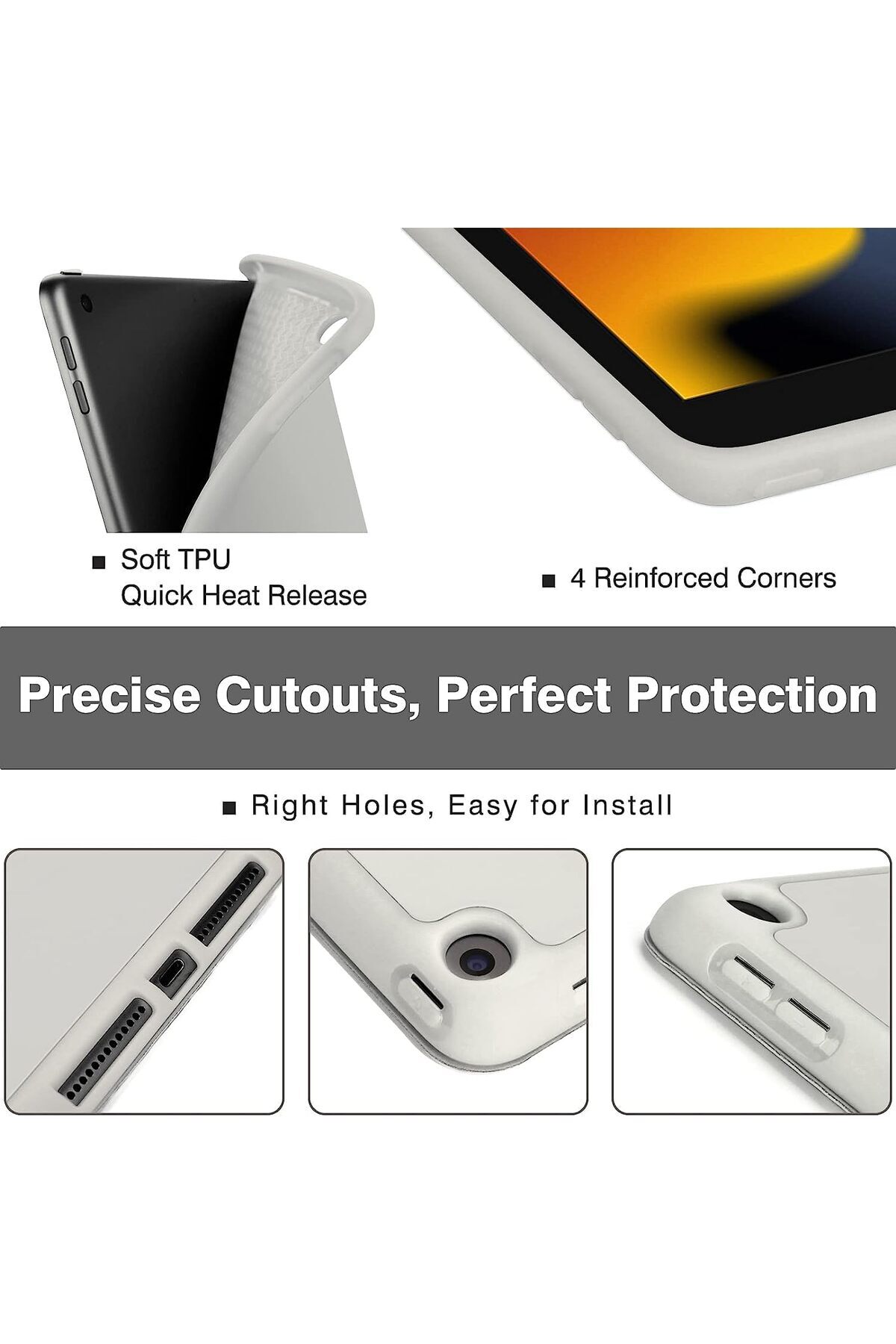 AWH-iPad 10.2 Case – 9th/8th/7th Gen, Auto Wake/Sleep, Pencil Holder, Slim TPU Back, Grey 5